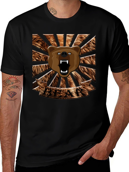 Roaring Bear Graphic T-Shirt - Mens Black Crew Neck Tee