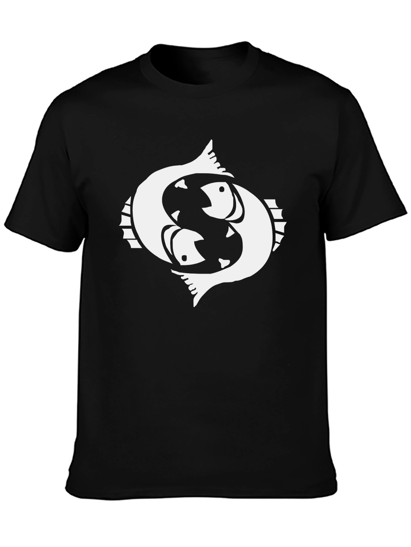 Pisces Zodiac Graphic T-Shirt - Black Cotton Tee