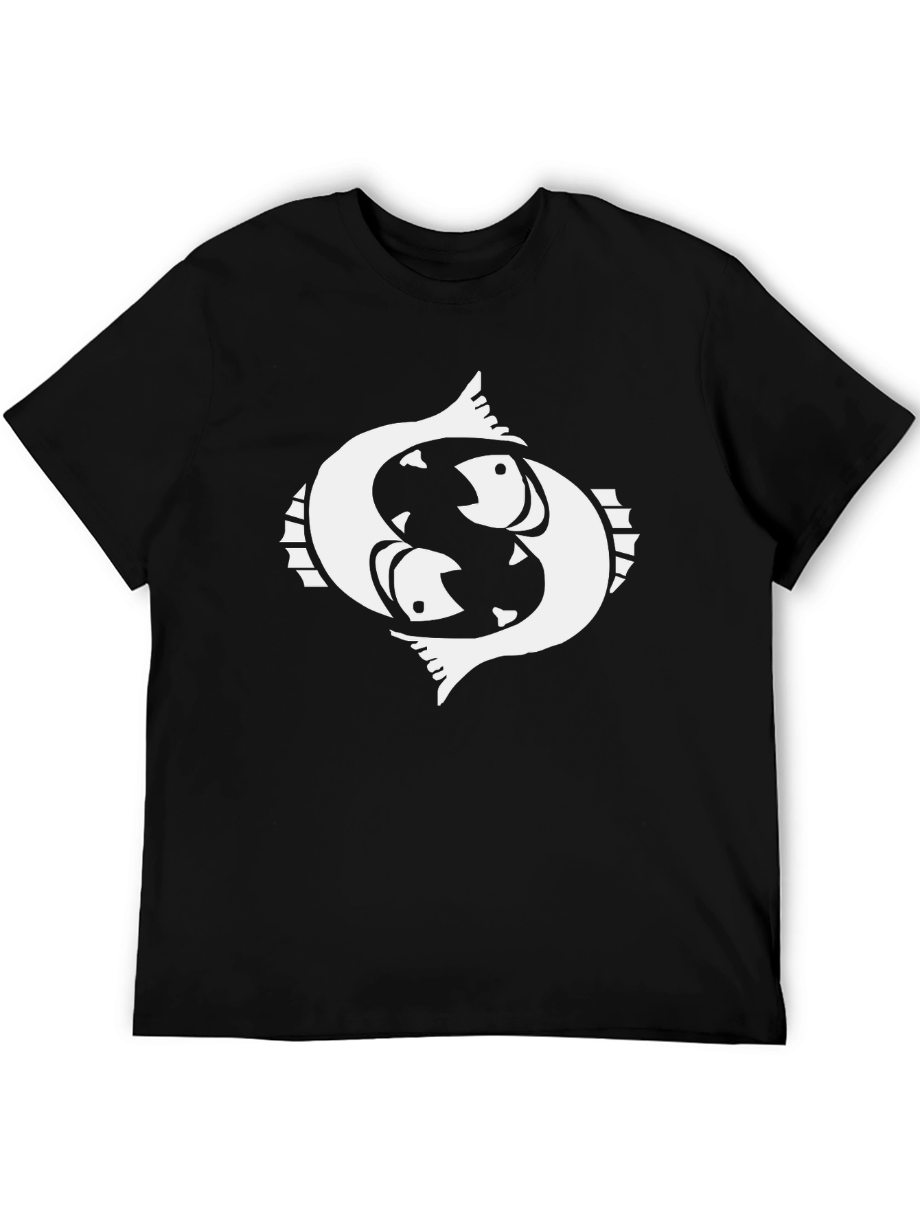 Pisces Zodiac Graphic T-Shirt - Black Cotton Tee