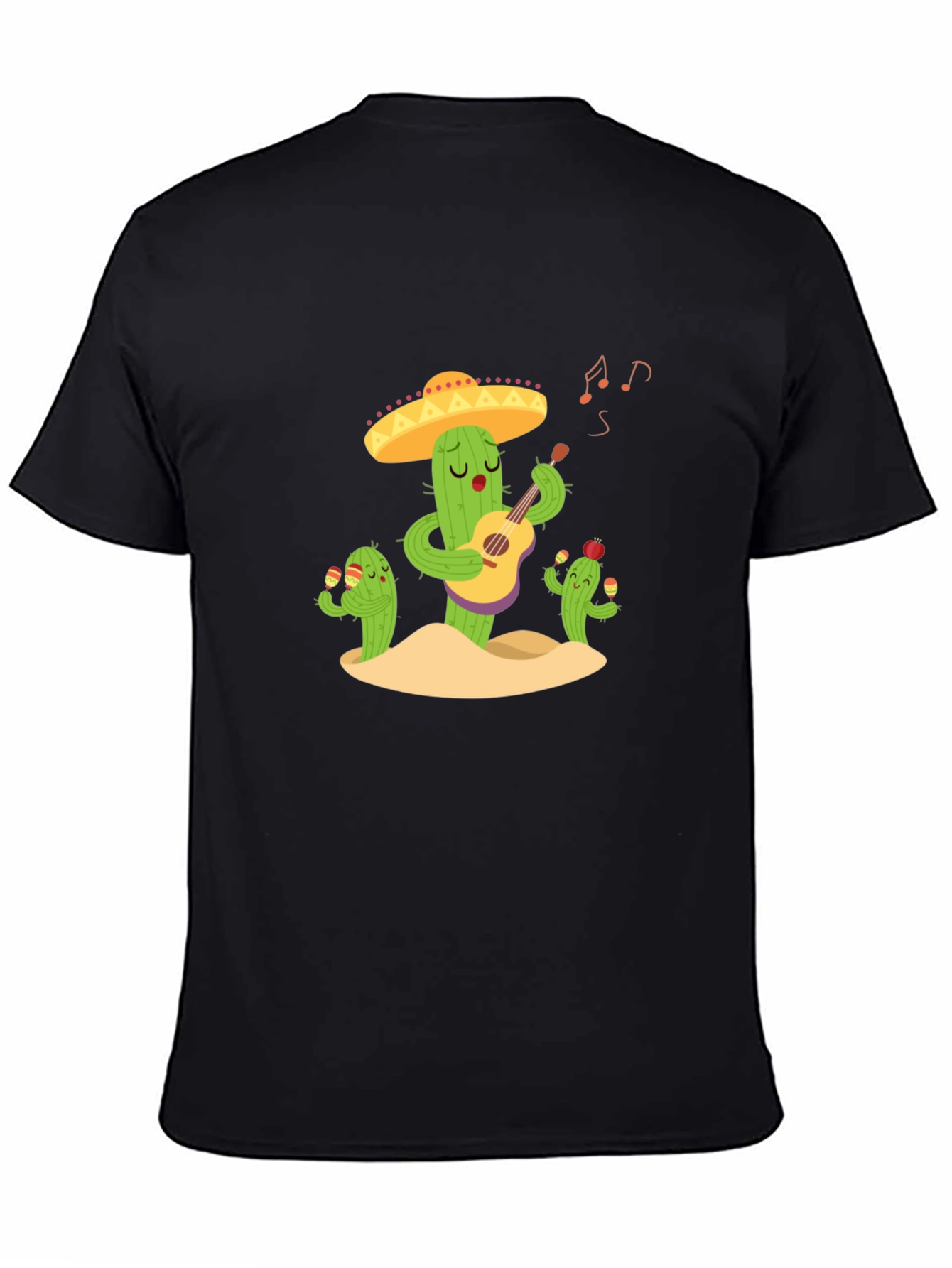 Cactus Band Graphic Tee - Black Cotton T-Shirt