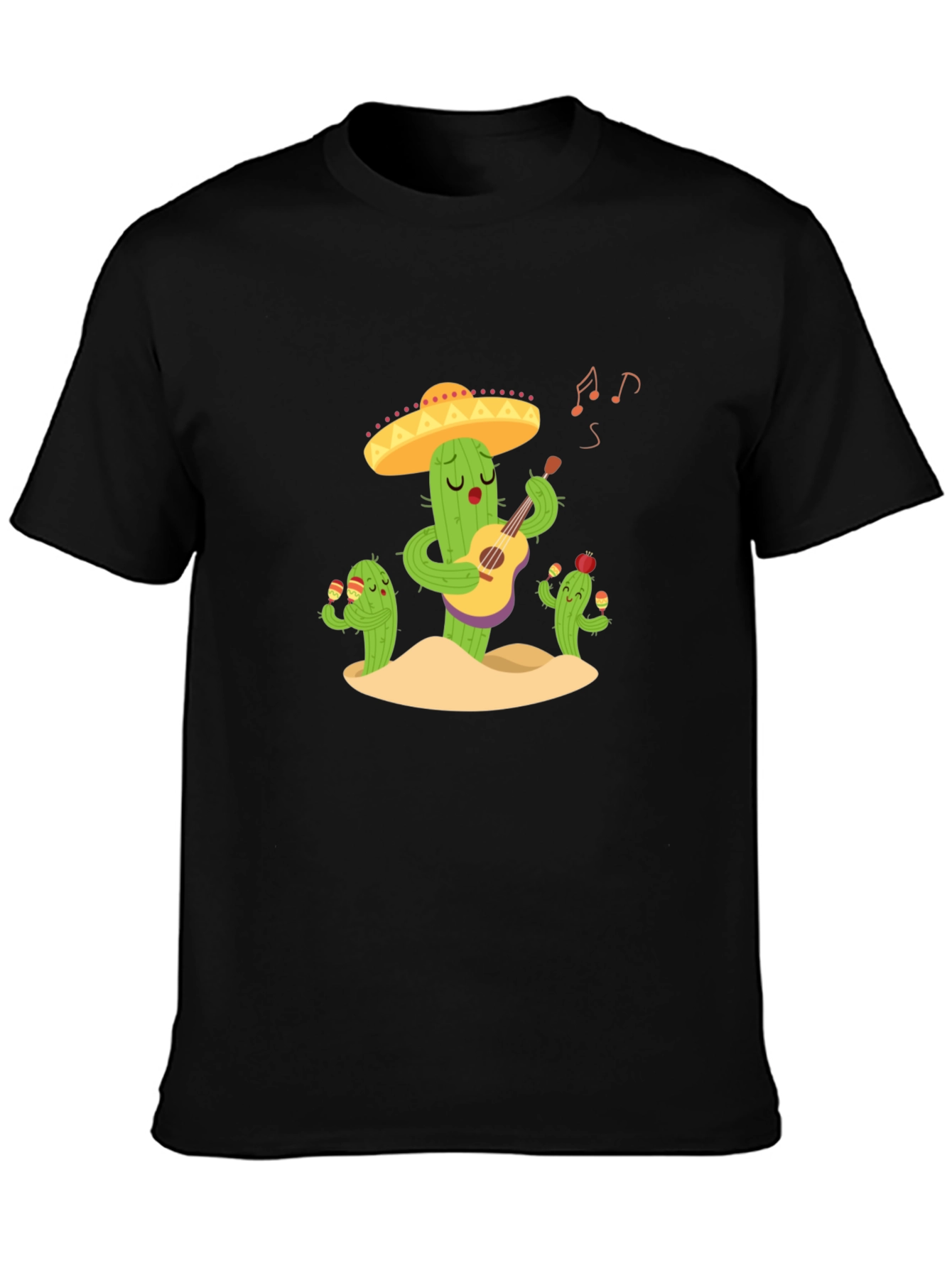 Cactus Band Graphic Tee - Black Cotton T-Shirt