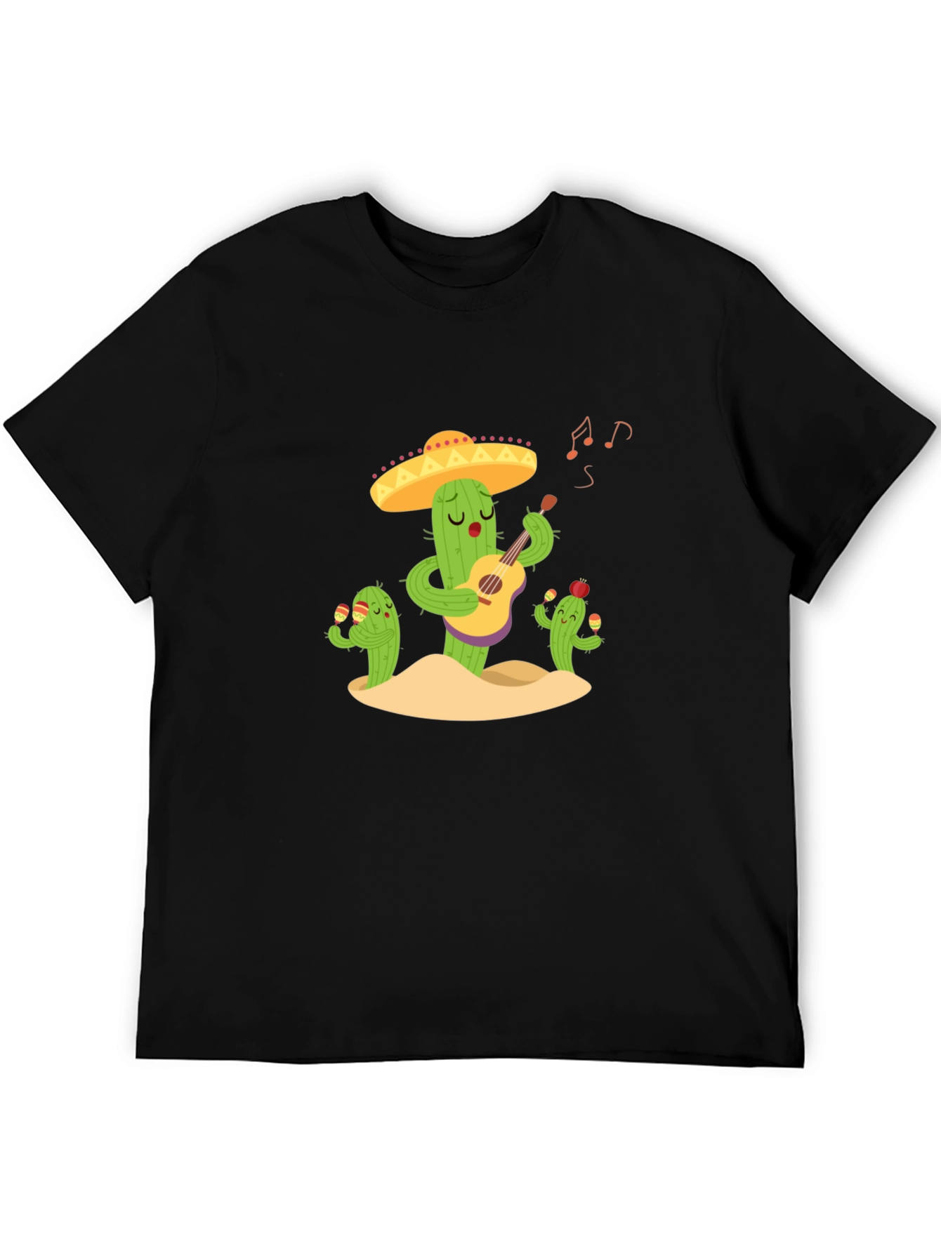 Cactus Band Graphic Tee - Black Cotton T-Shirt