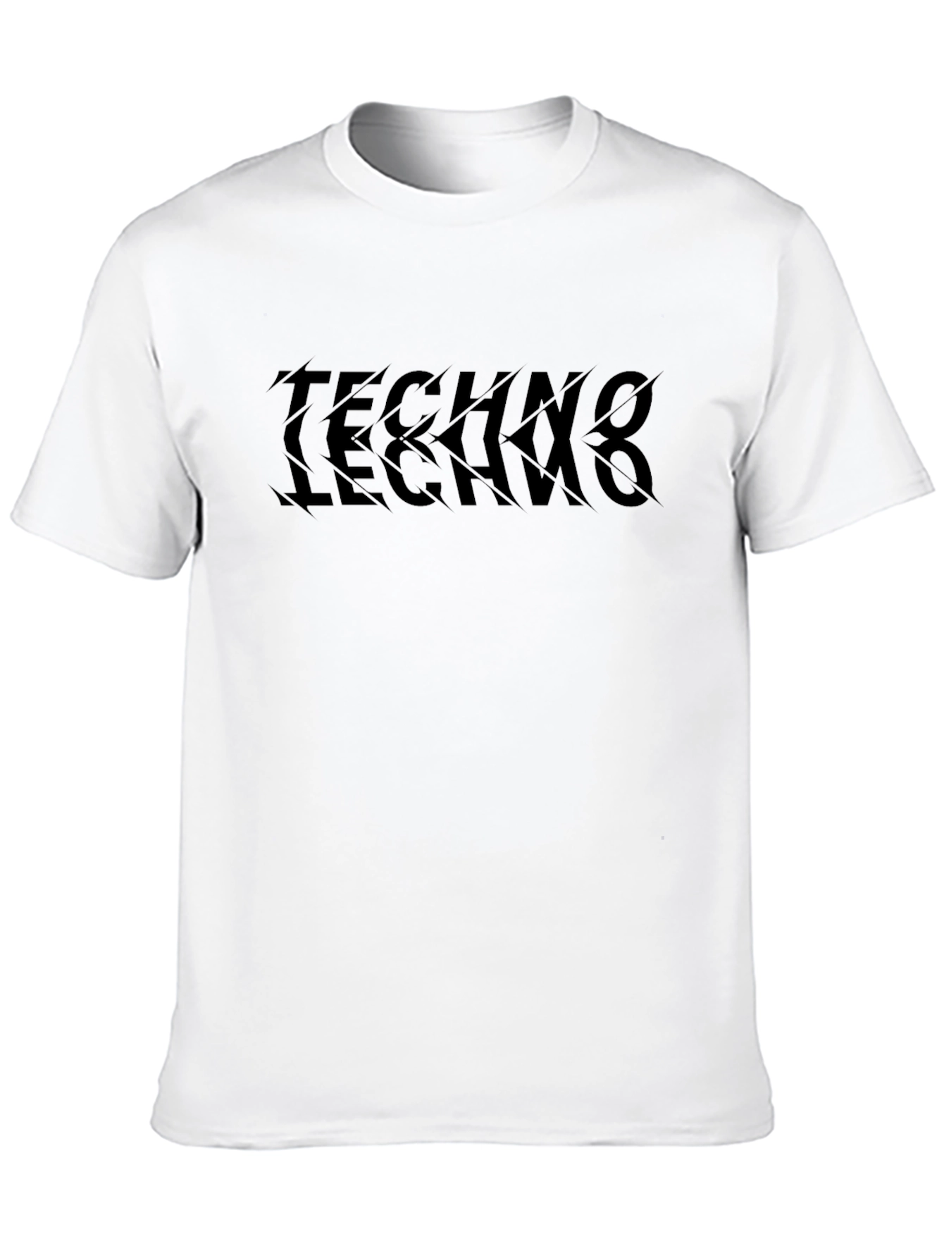 Techno Text Tee - Edgy Graphic Print T-Shirt