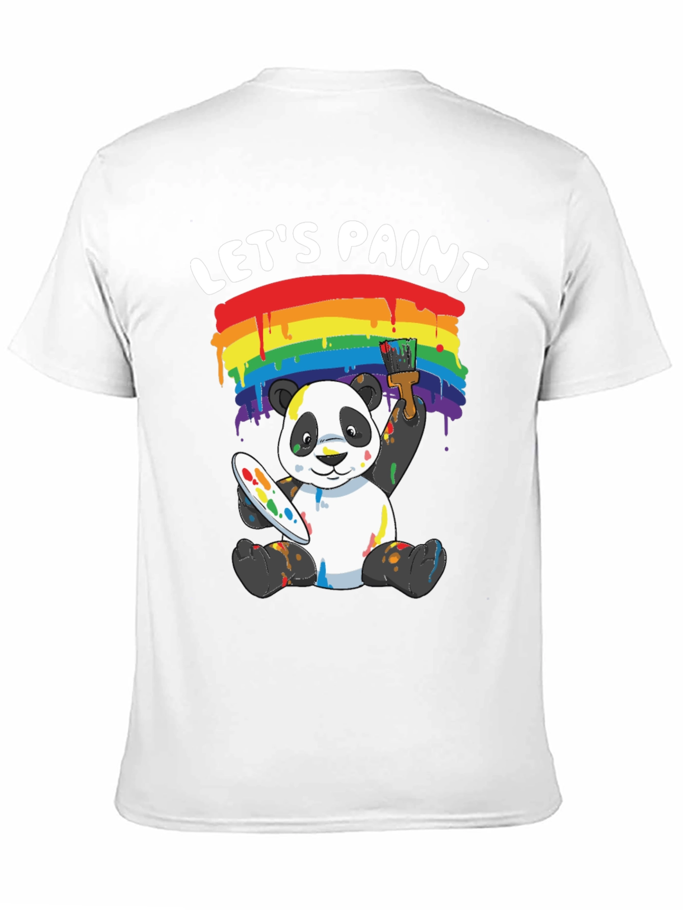 Lets Paint Panda T-Shirt - Rainbow Art Tee