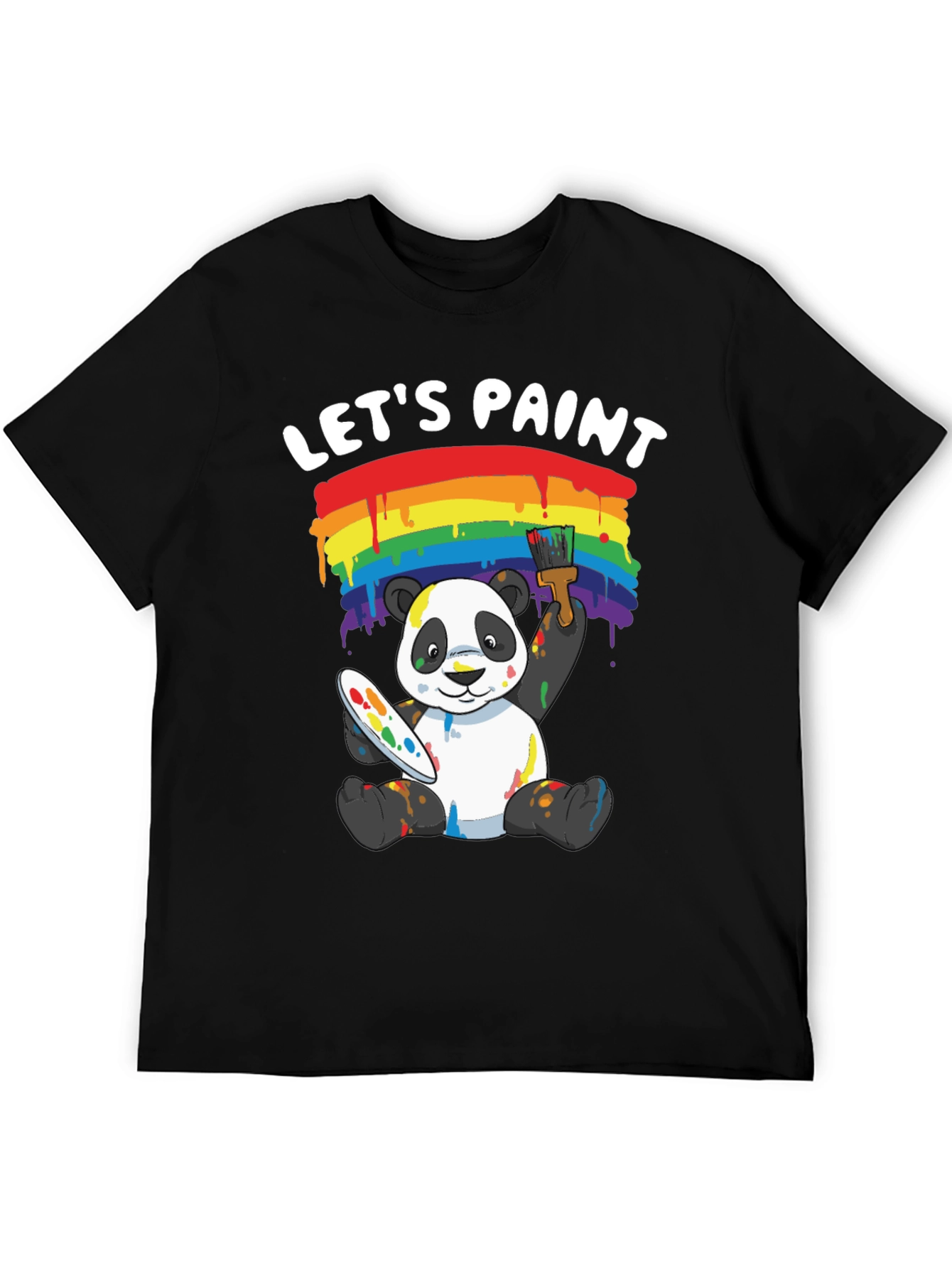 Lets Paint Panda T-Shirt - Rainbow Art Tee