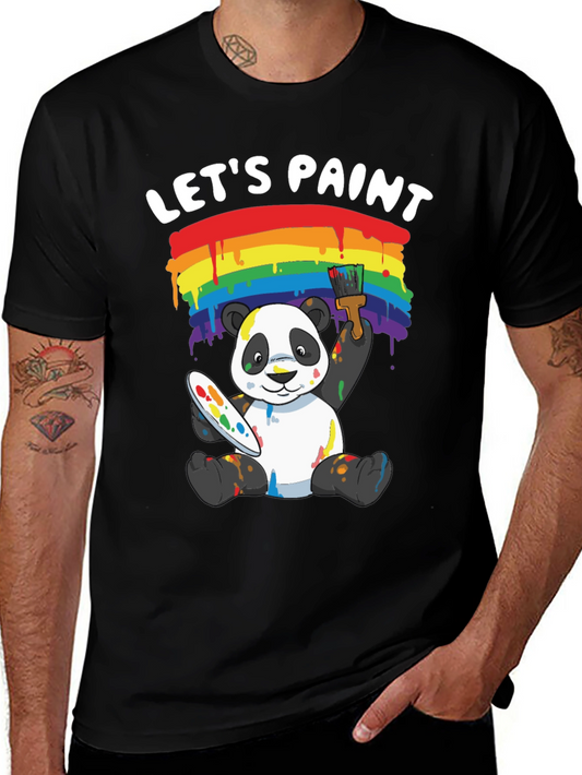 Lets Paint Panda T-Shirt - Rainbow Art Tee