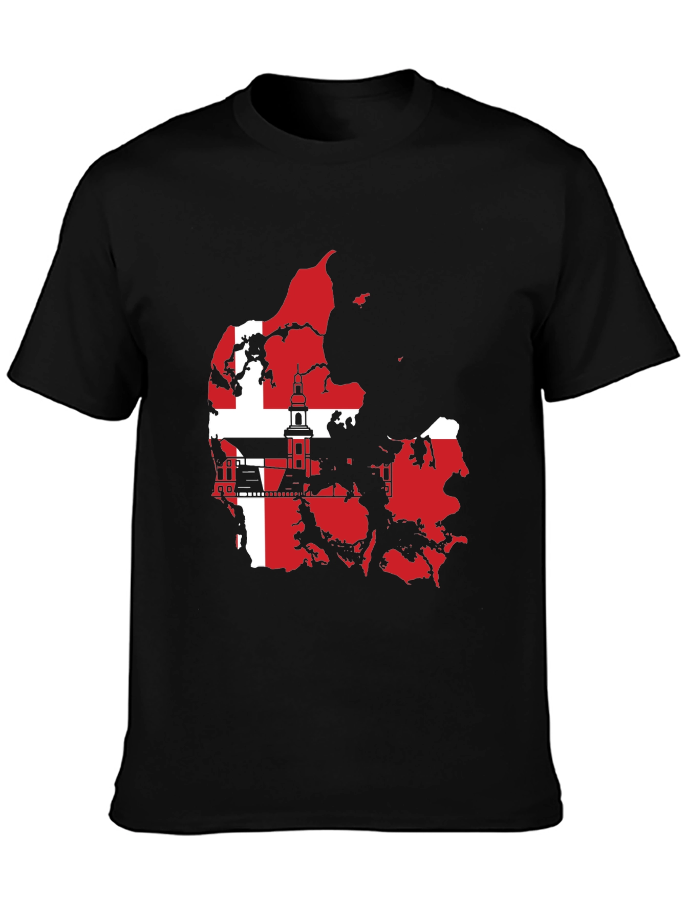 Denmark Flag Map T-Shirt - Black Graphic Tee