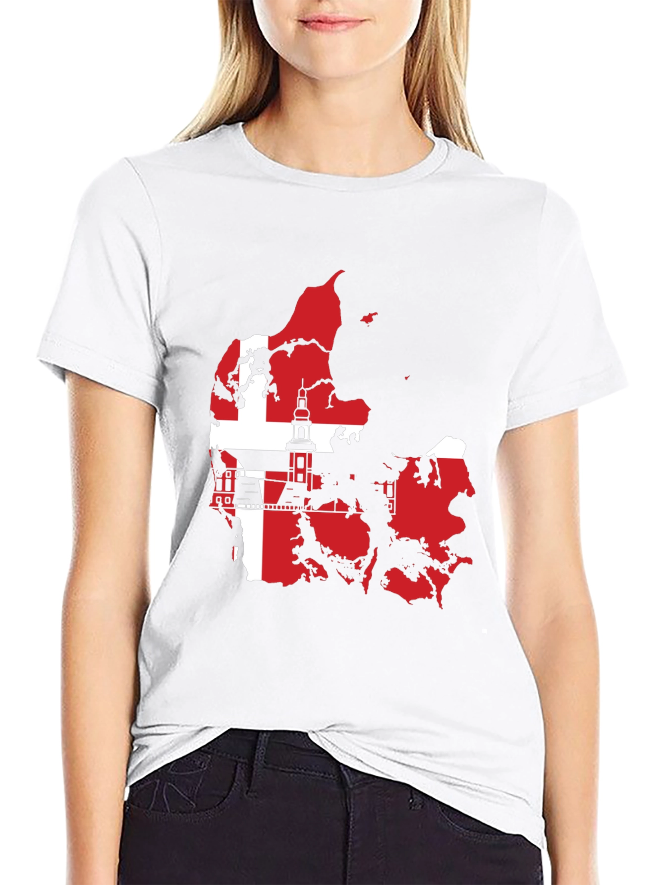Denmark Flag Map T-Shirt - Black Graphic Tee