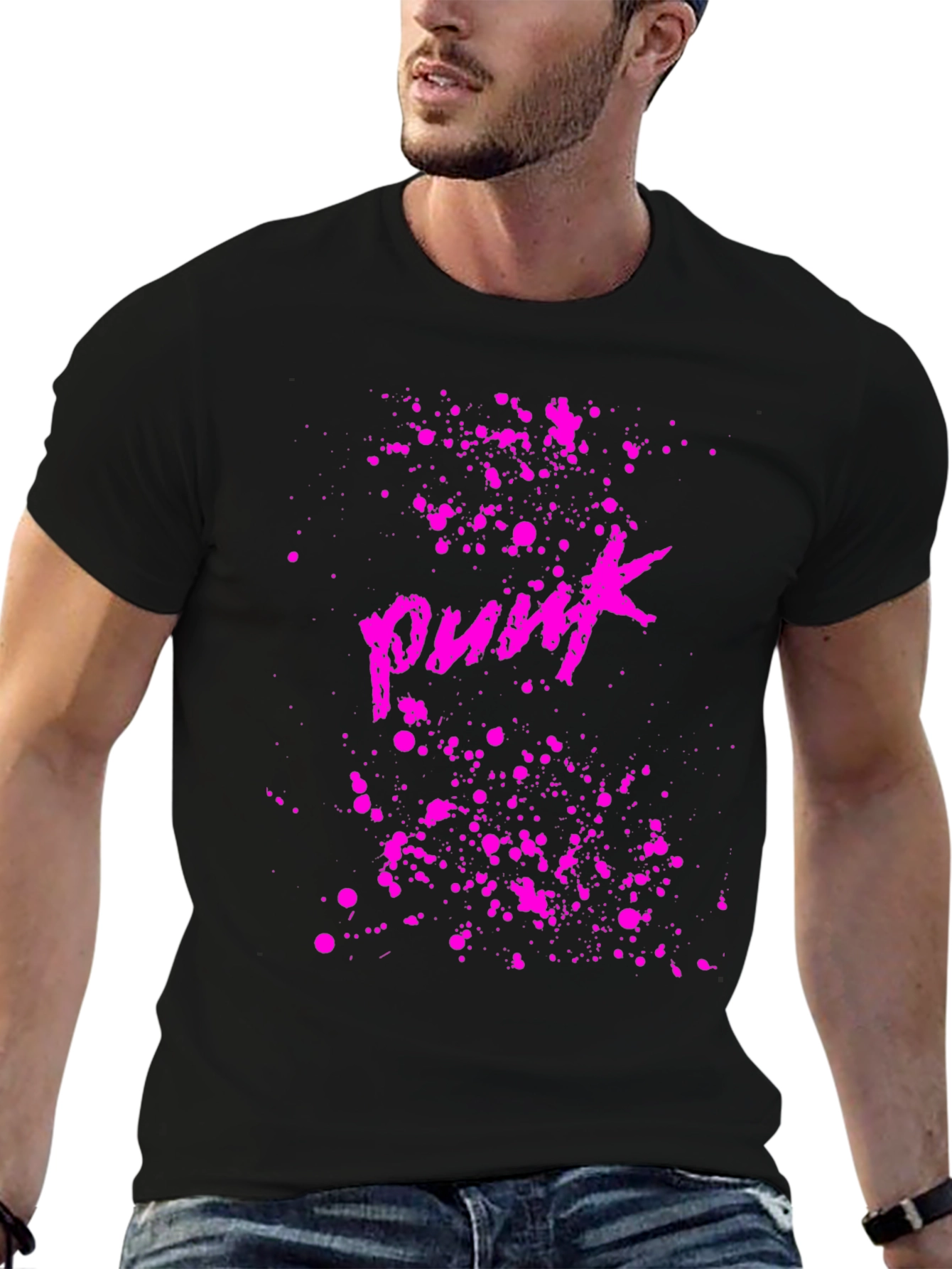 Punk Graphic Tee - Black Cotton T-Shirt