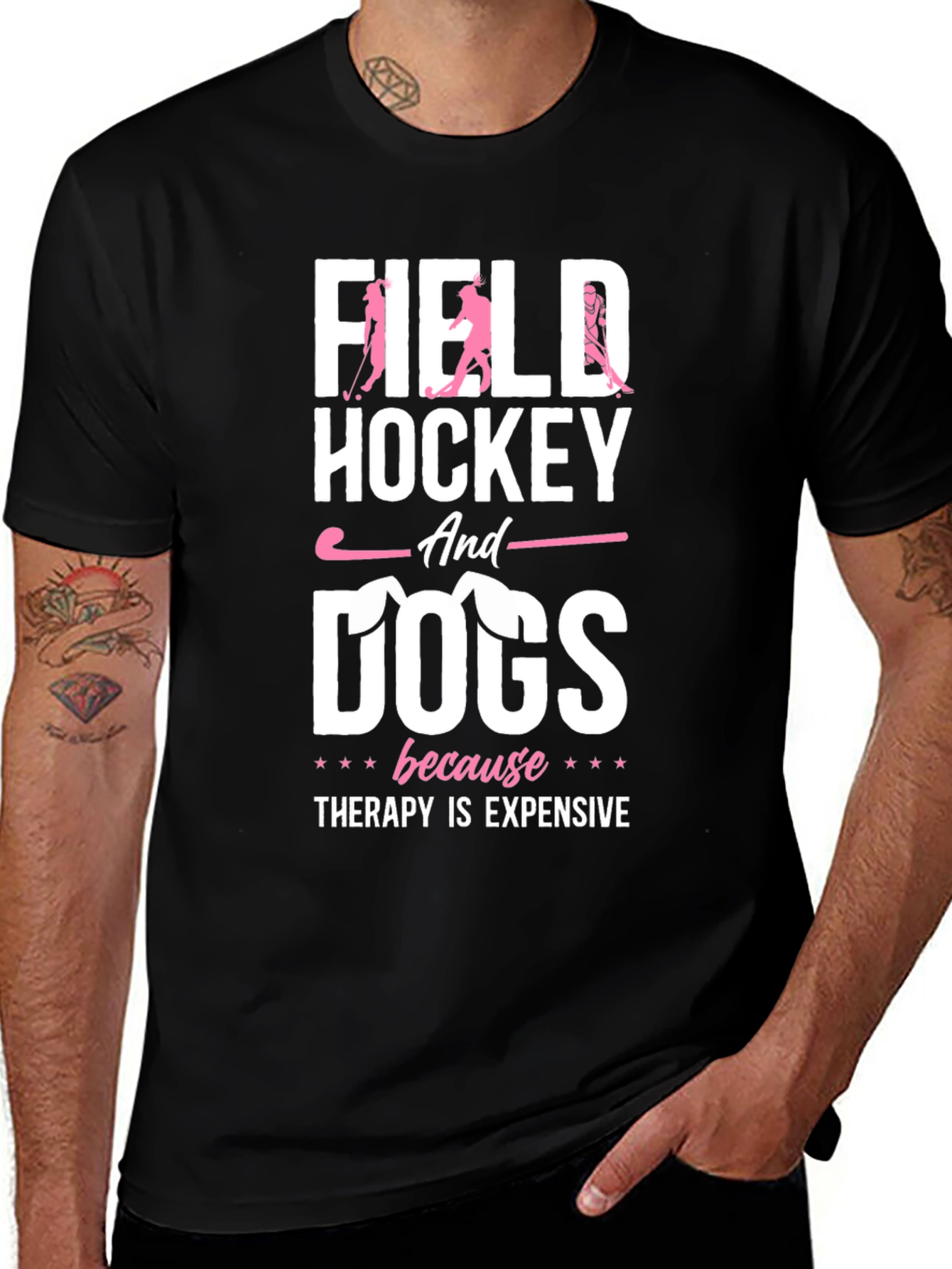 Field Hockey and Dogs Graphic Tee