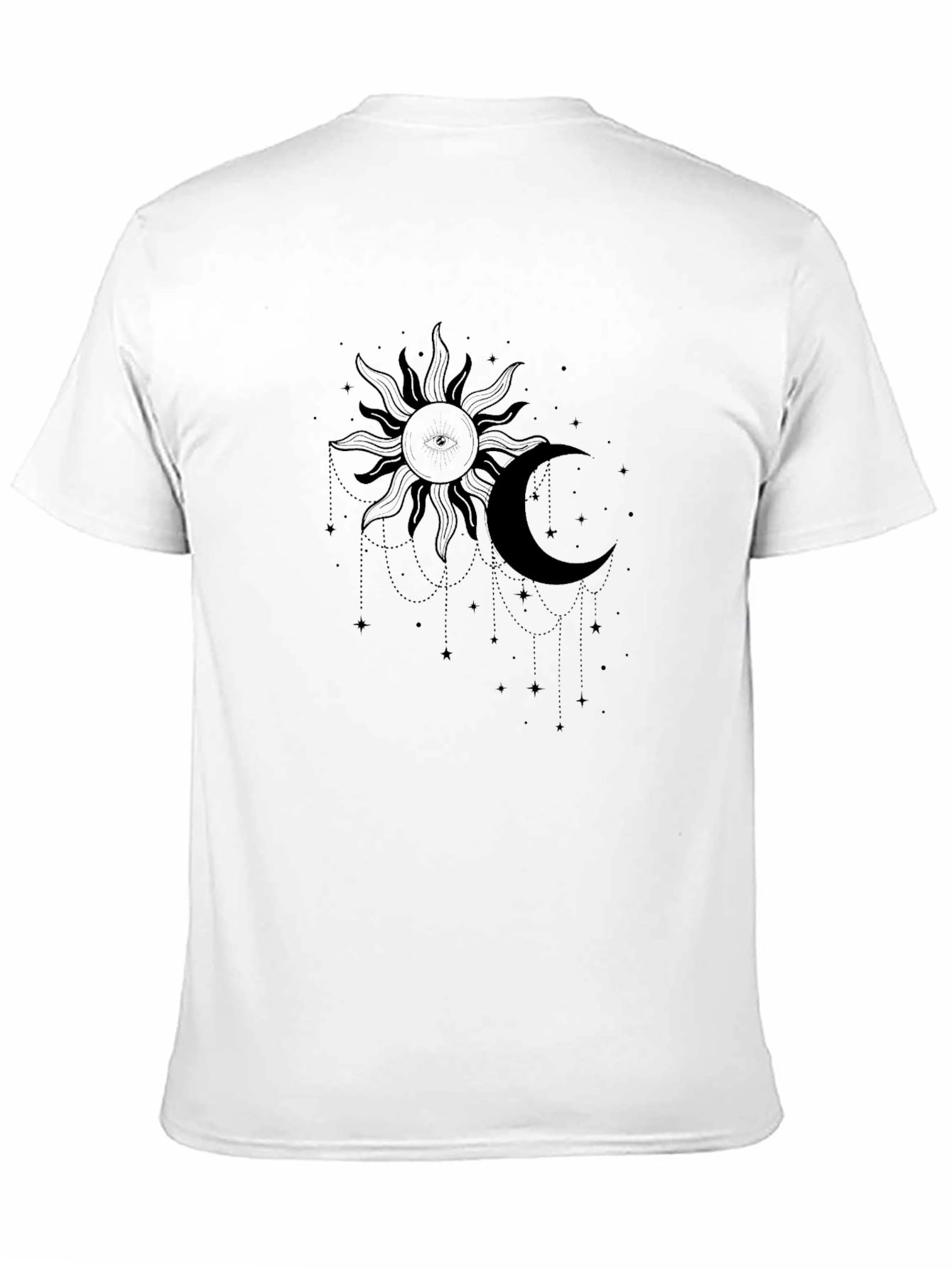 Celestial Sun and Moon Graphic Tee - Black