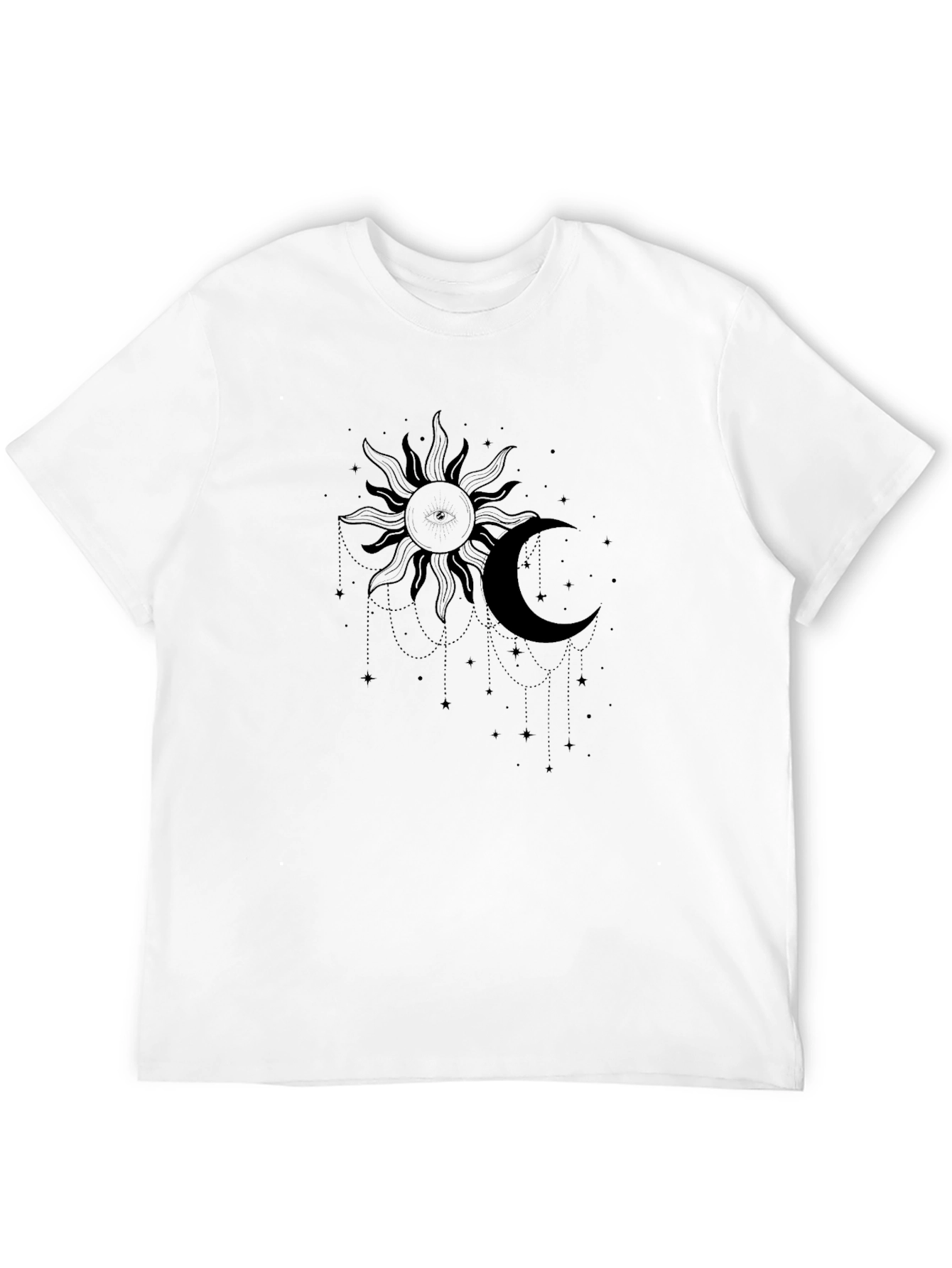 Celestial Sun and Moon Graphic Tee - Black