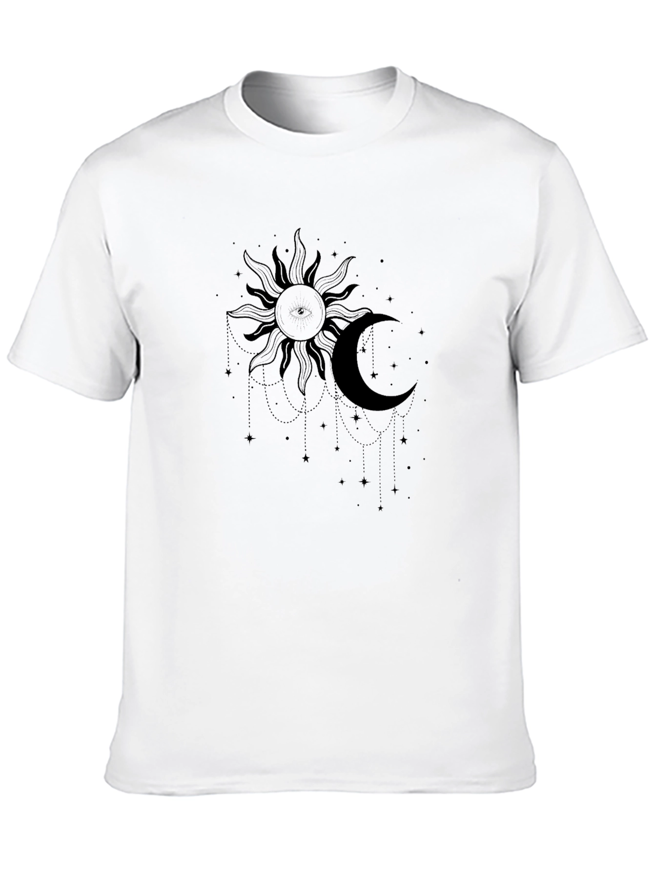 Celestial Sun and Moon Graphic Tee - Black