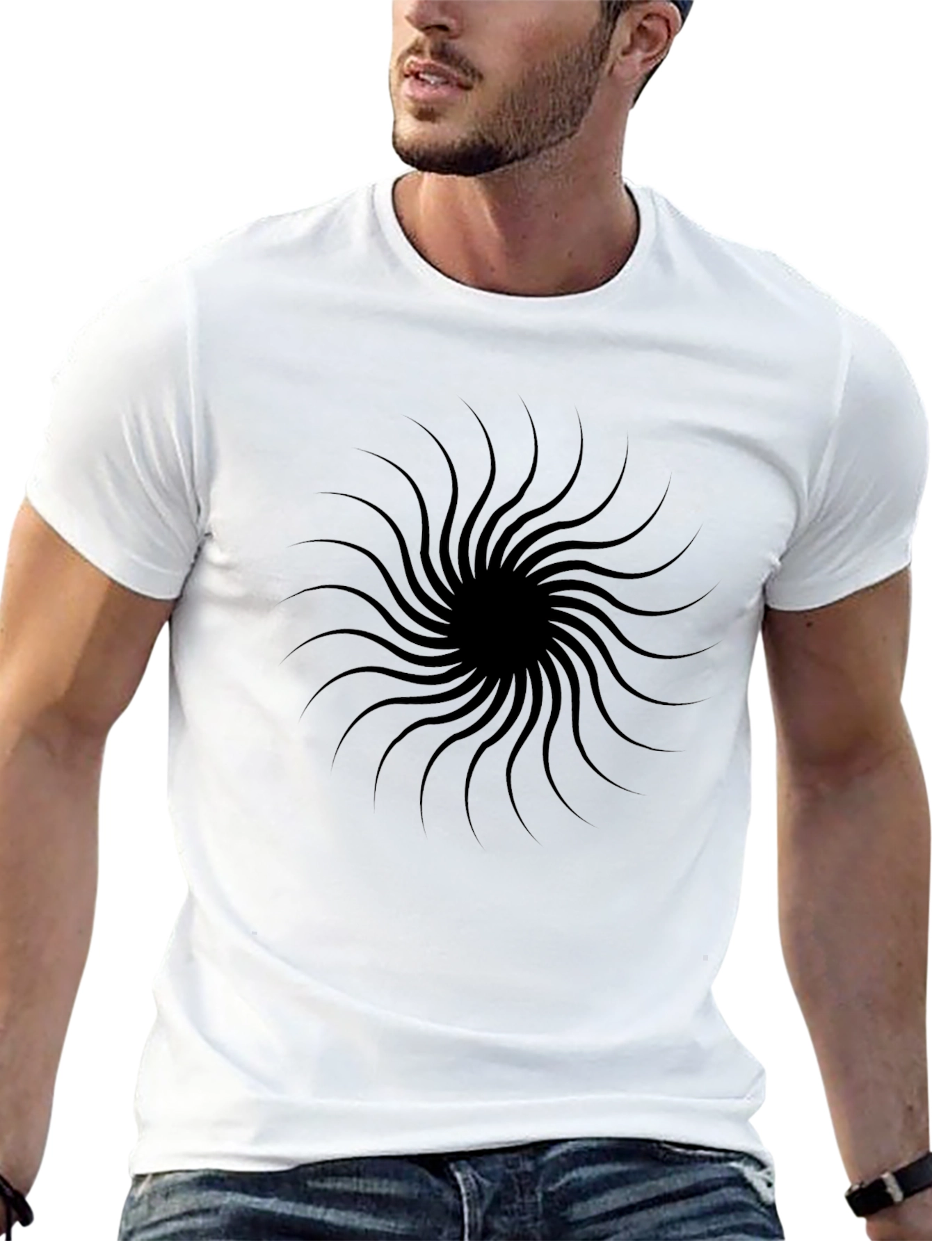 Abstract Swirl Graphic Tee - Modern Black T-Shirt