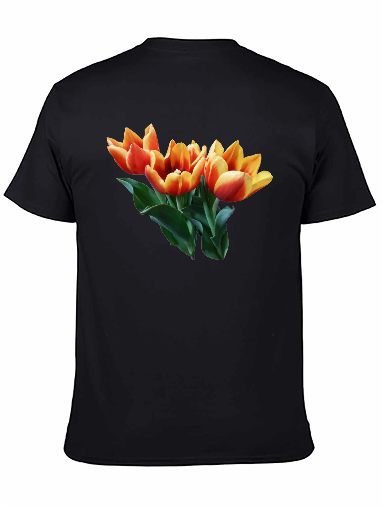 Tulip Graphic Tee - Stylish Black Cotton T-Shirt