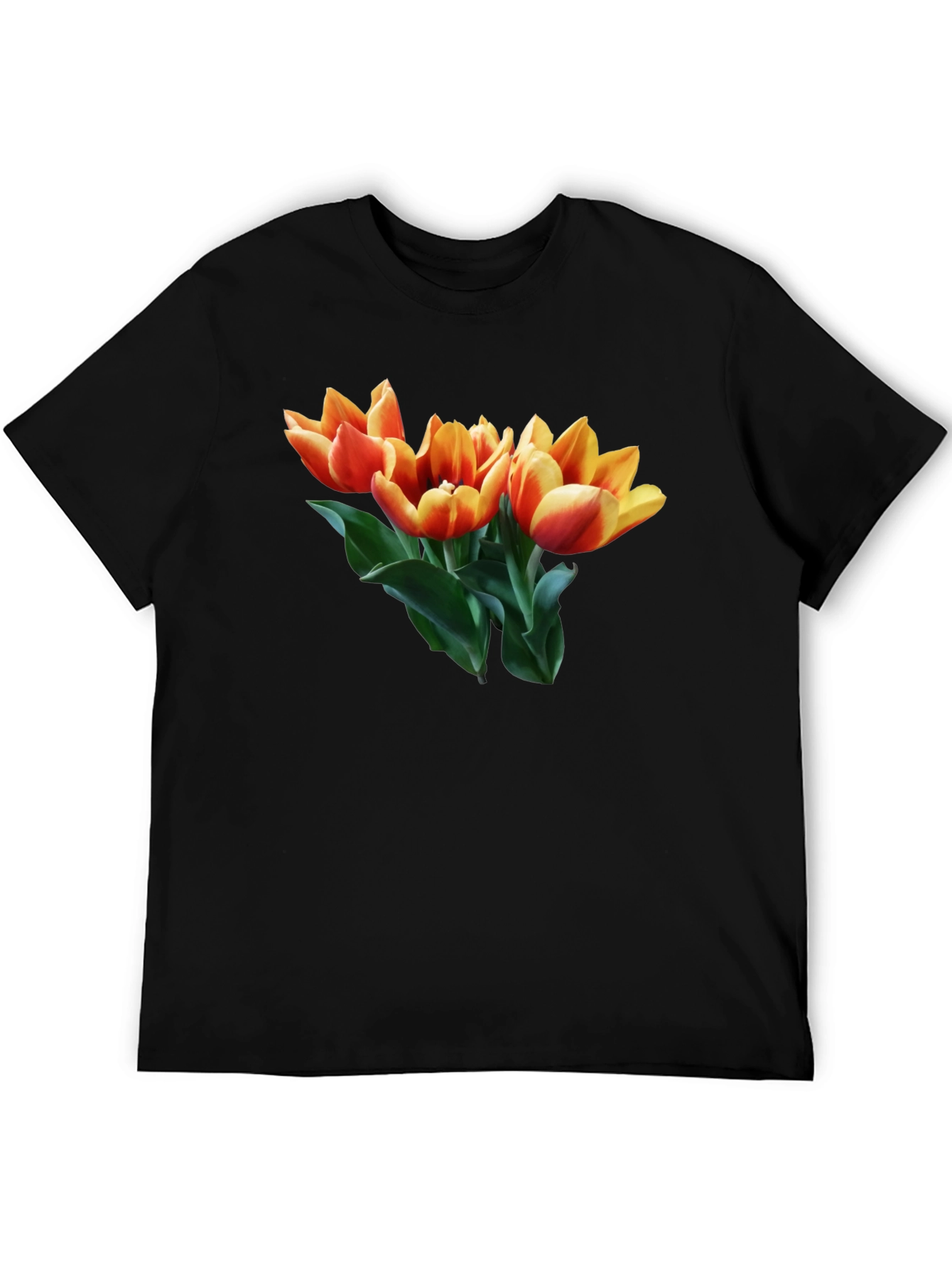Tulip Graphic Tee - Stylish Black Cotton T-Shirt