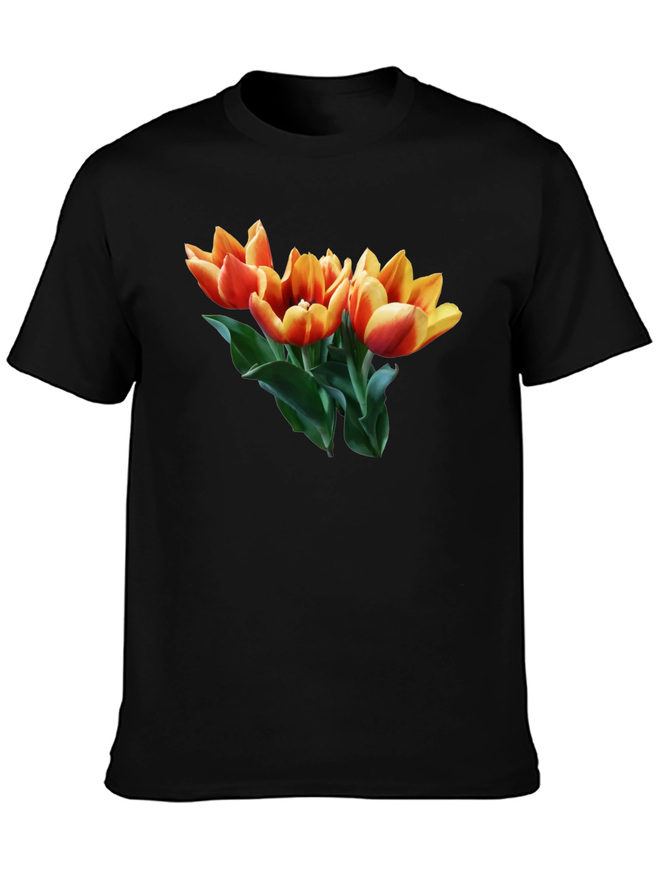 Tulip Graphic Tee - Stylish Black Cotton T-Shirt