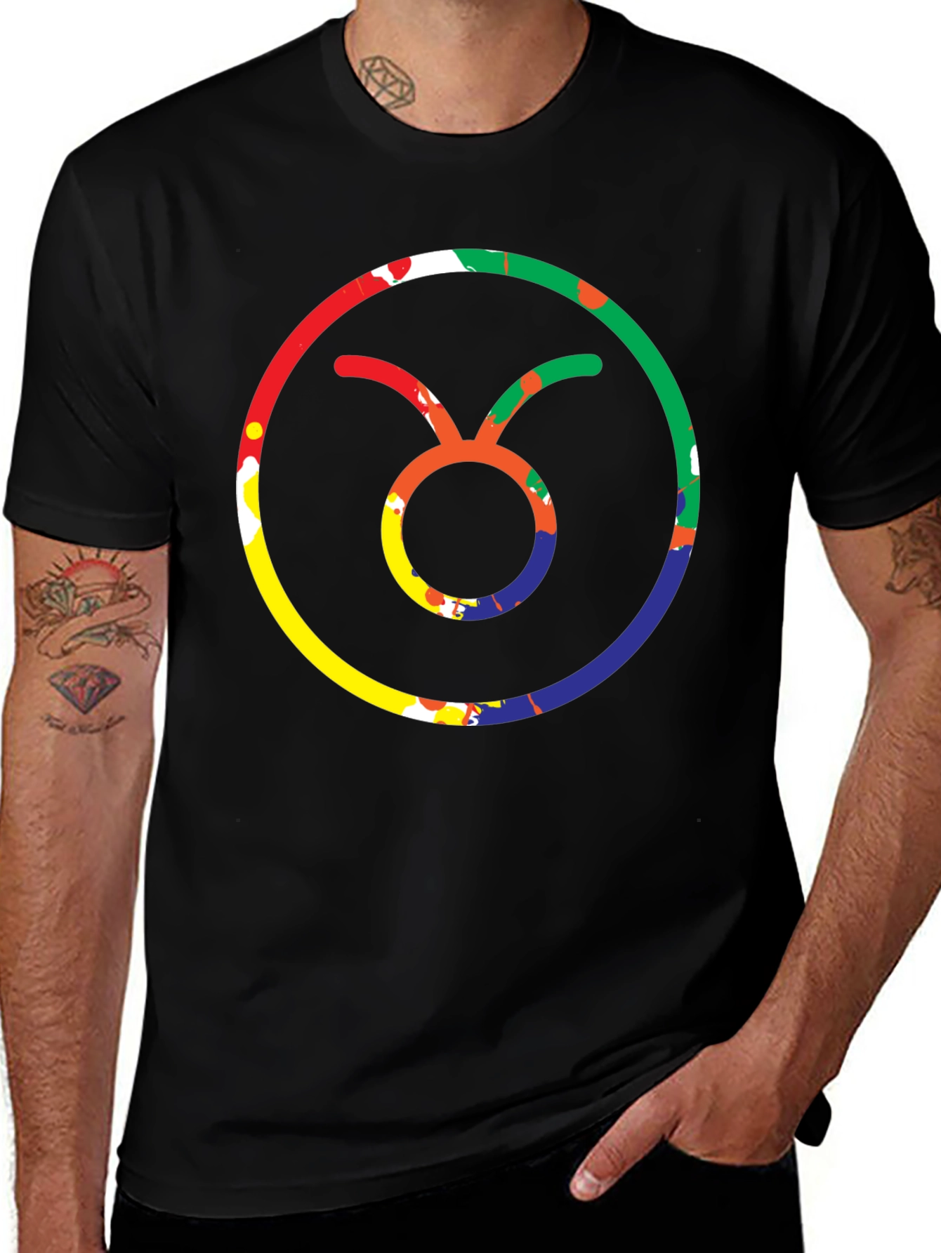Taurus Zodiac Sign Black T-Shirt