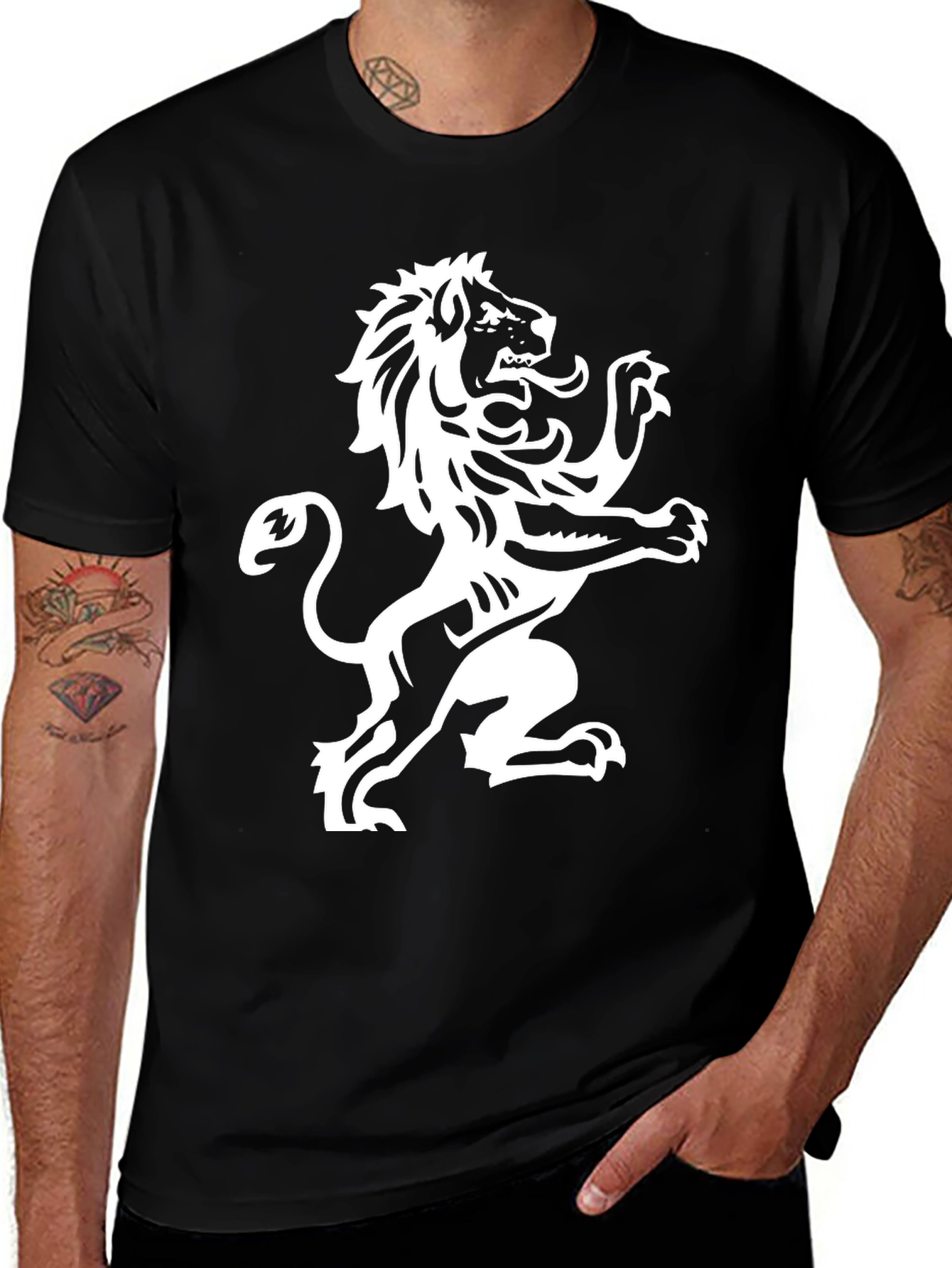 Lion Crest Graphic T-Shirt - Black