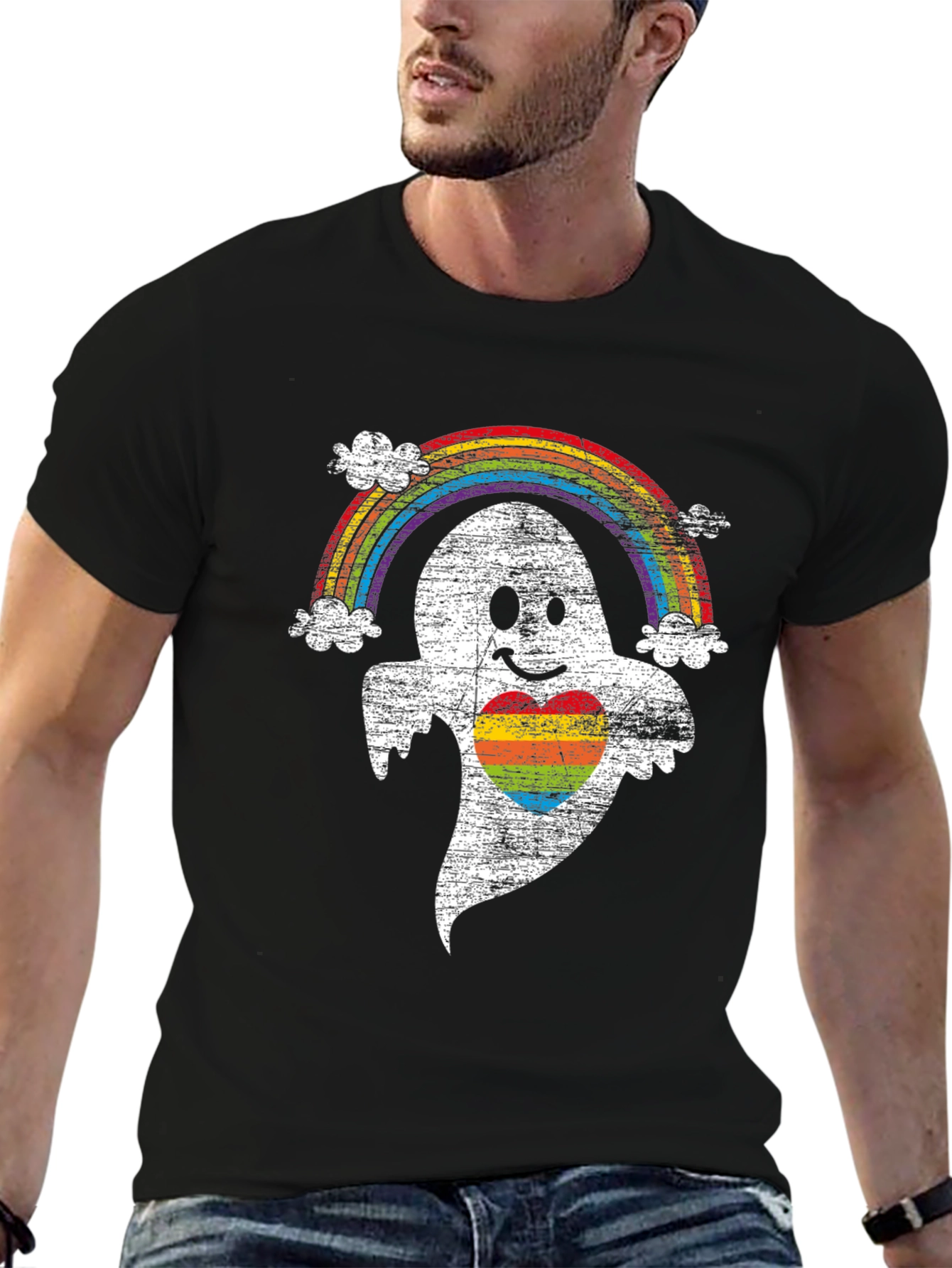 Rainbow Pride Ghost T-Shirt - Halloween LGBTQ Tee