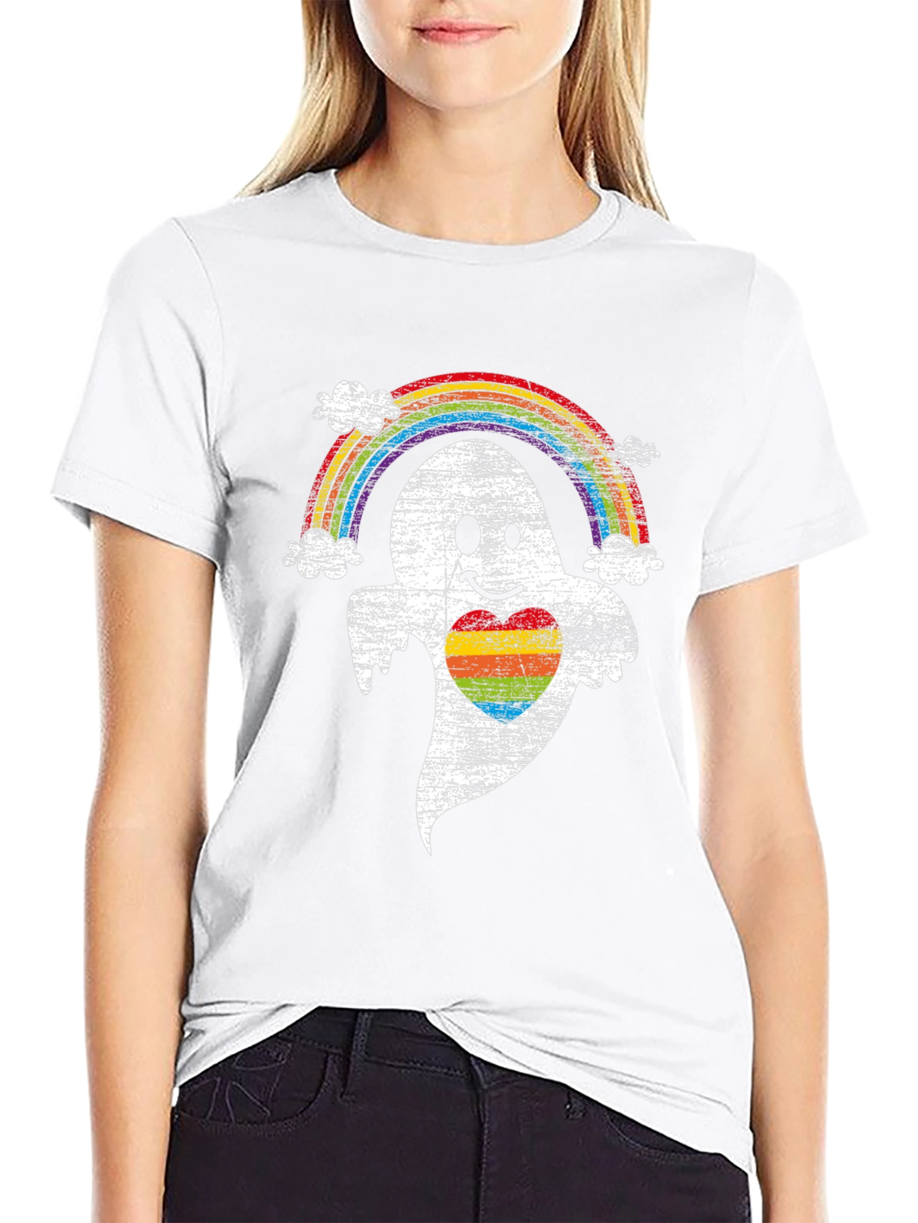 Rainbow Pride Ghost T-Shirt - Halloween LGBTQ Tee