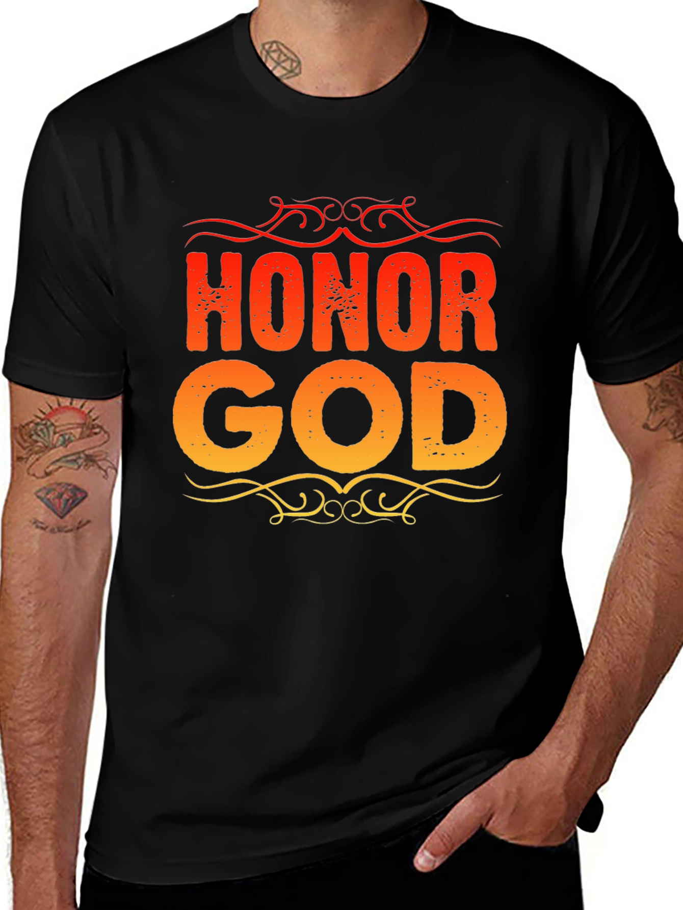 Honor God Graphic Tee - Christian Black T-Shirt