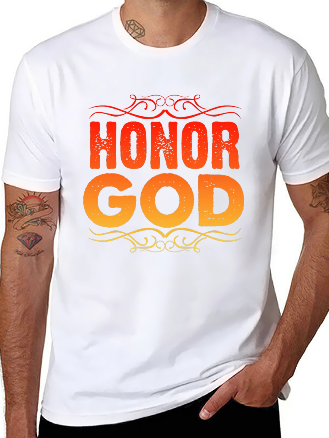 Honor God Graphic Tee - Christian Black T-Shirt
