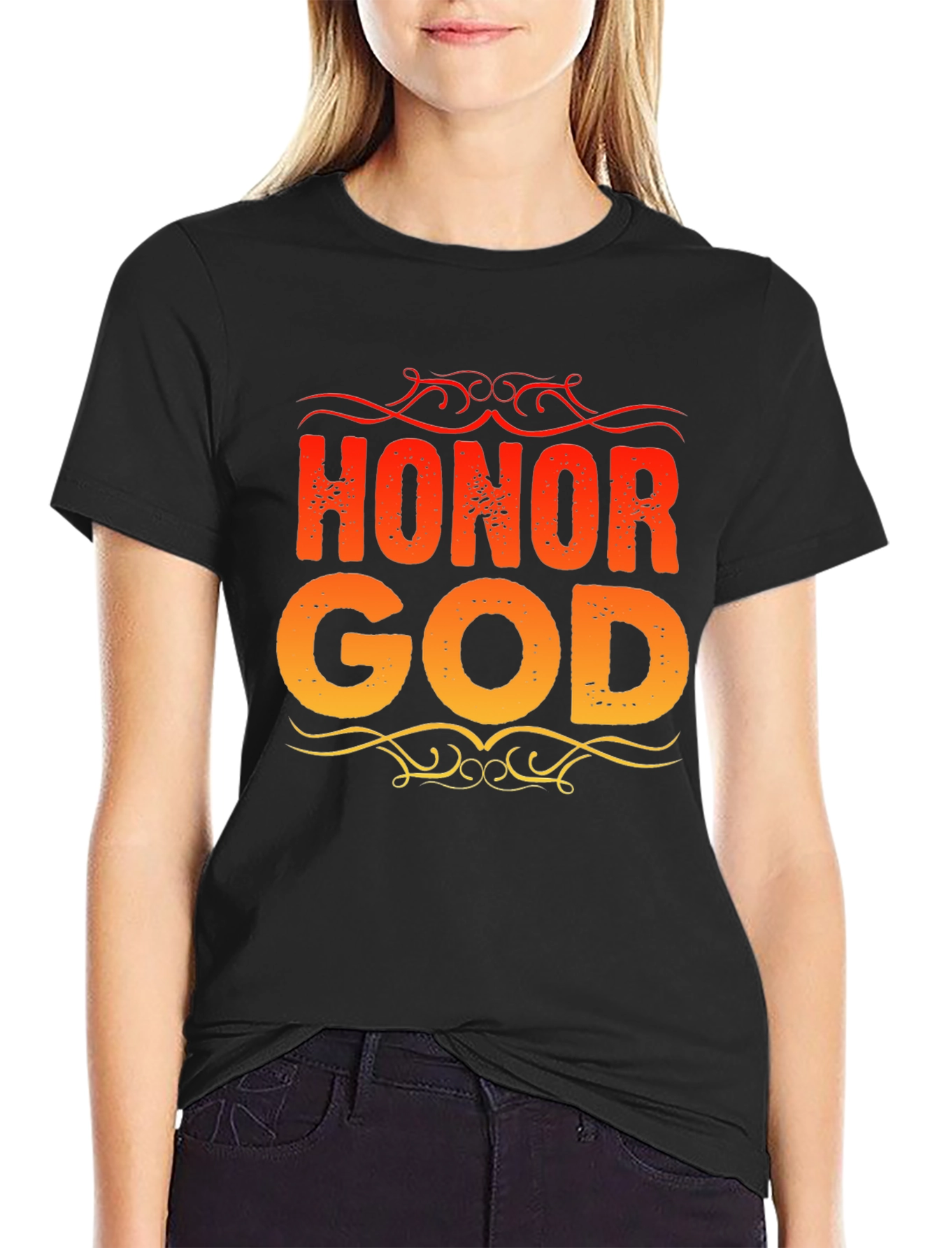 Honor God Graphic Tee - Christian Black T-Shirt