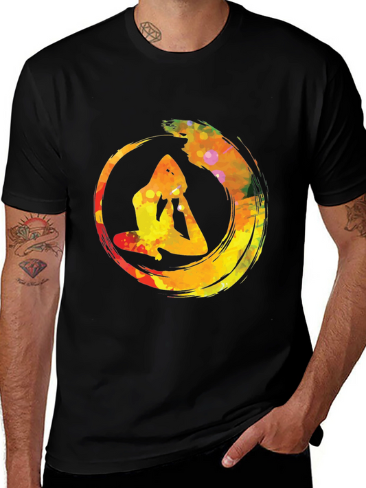 Yoga Enso Circle Mens Black T-Shirt