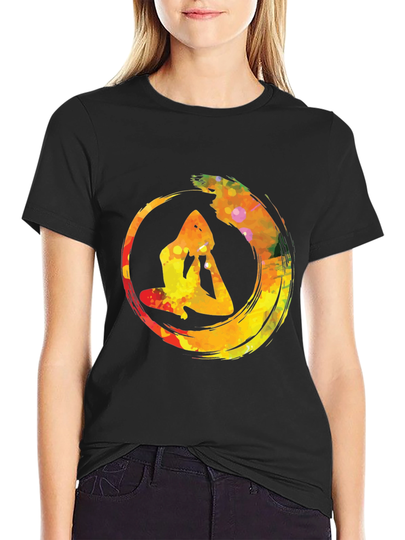Yoga Enso Circle Mens Black T-Shirt