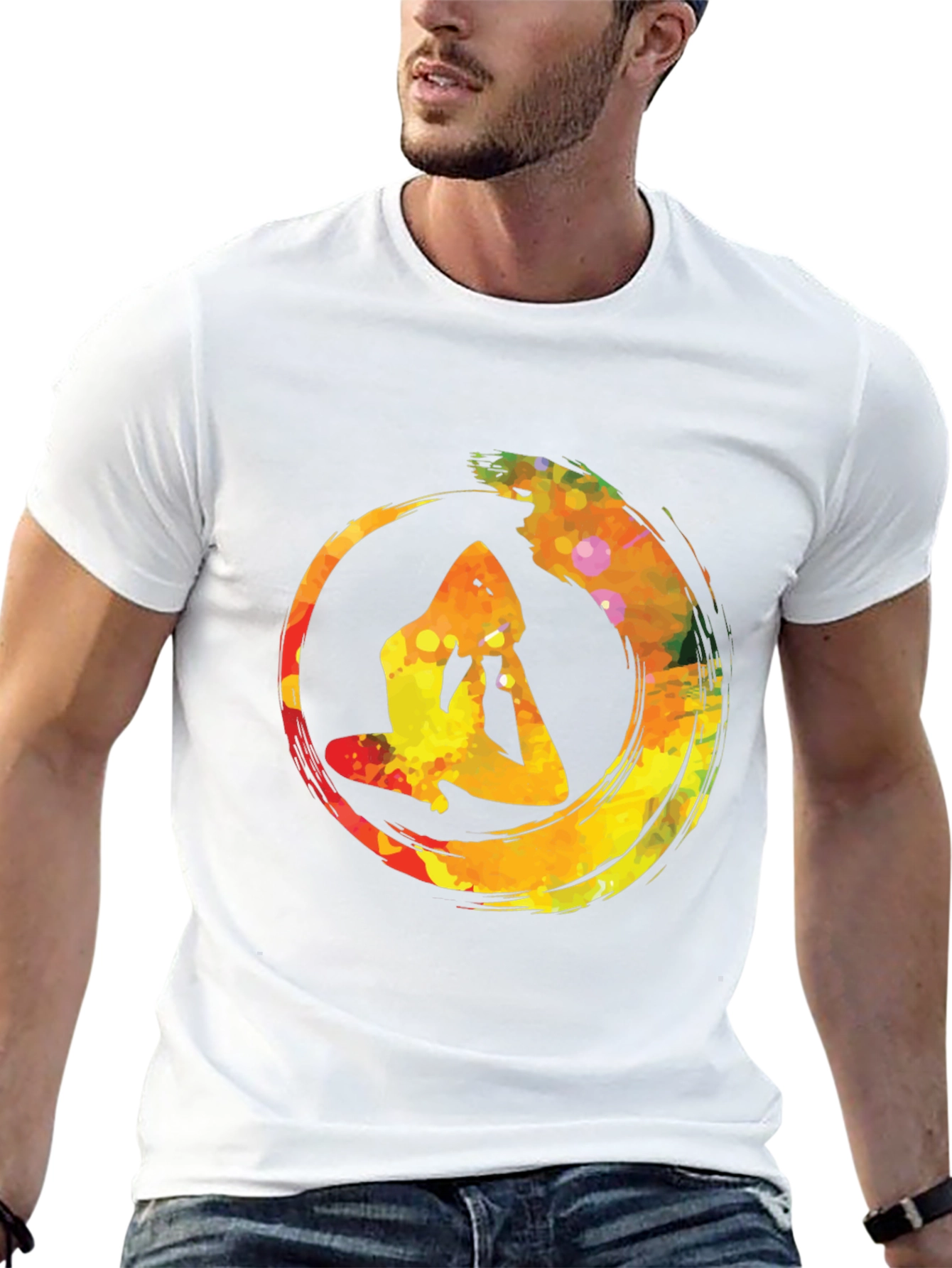 Yoga Enso Circle Mens Black T-Shirt