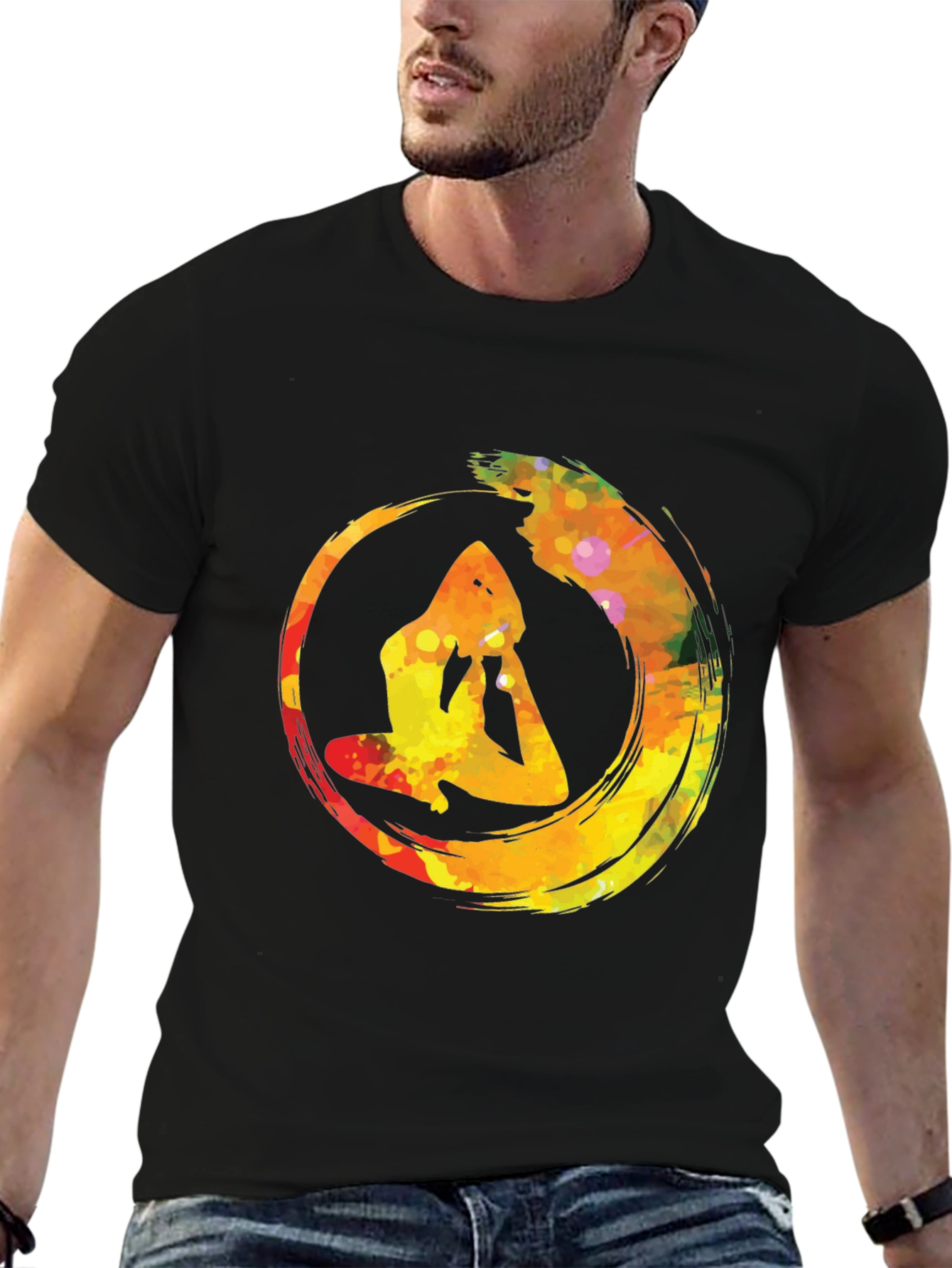Yoga Enso Circle Mens Black T-Shirt