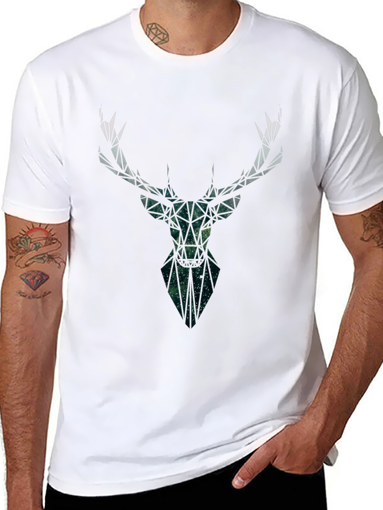 Geometric Deer Head Graphic Tee