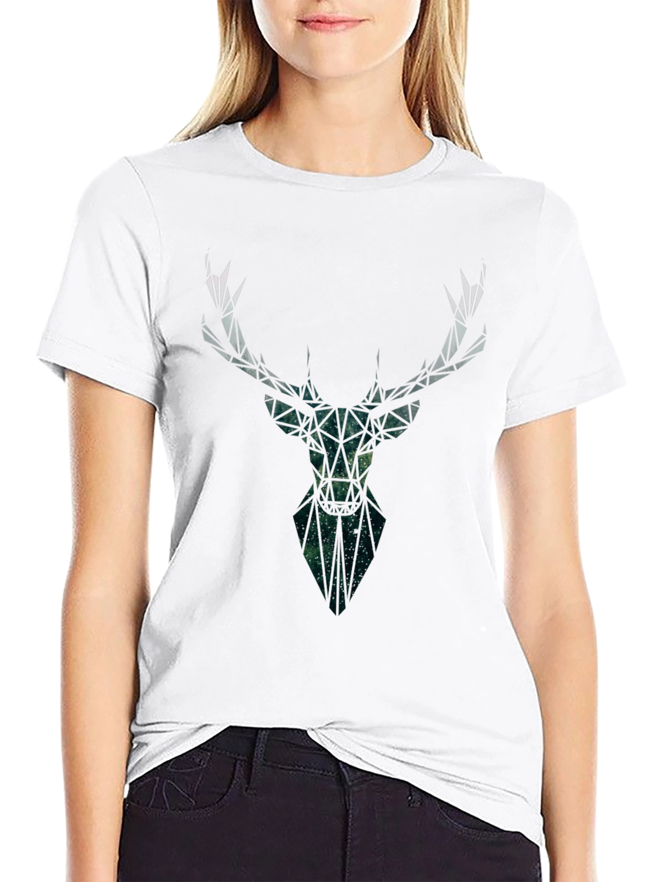 Geometric Deer Head Graphic Tee
