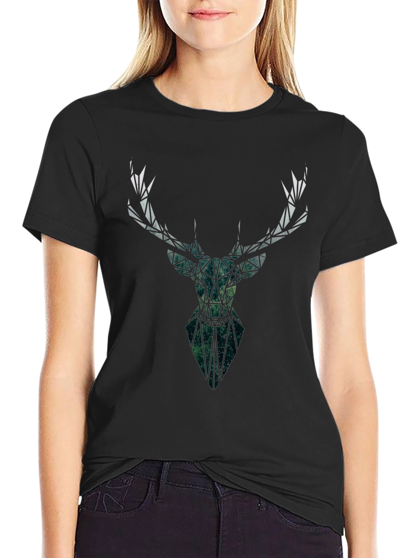Geometric Deer Head Graphic Tee