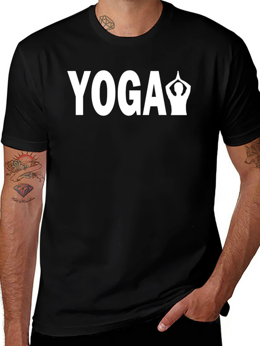 Yoga Pose Graphic Tee - Black Cotton Blend