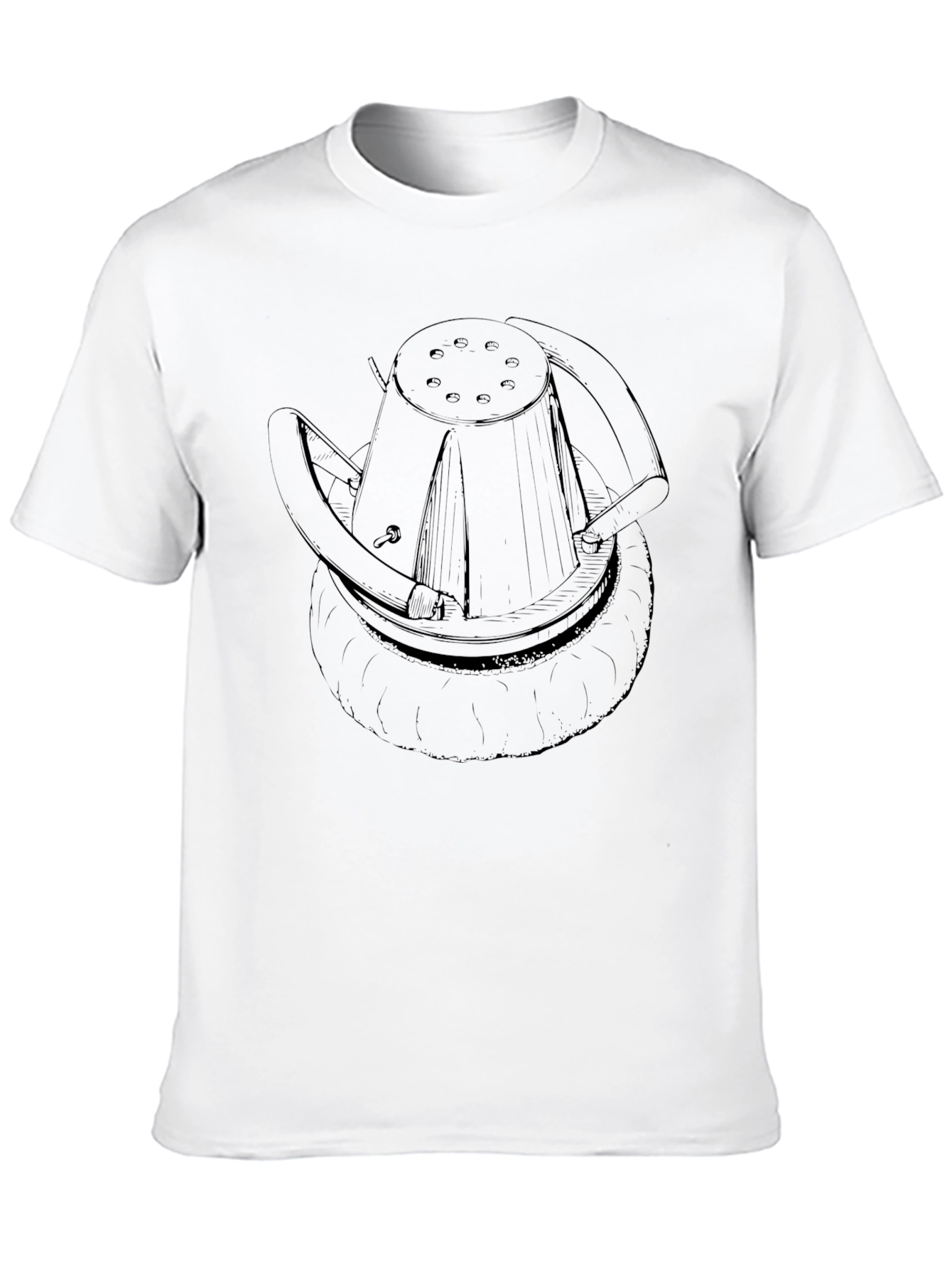 Unique Black T-Shirt with Abstract Hat Design