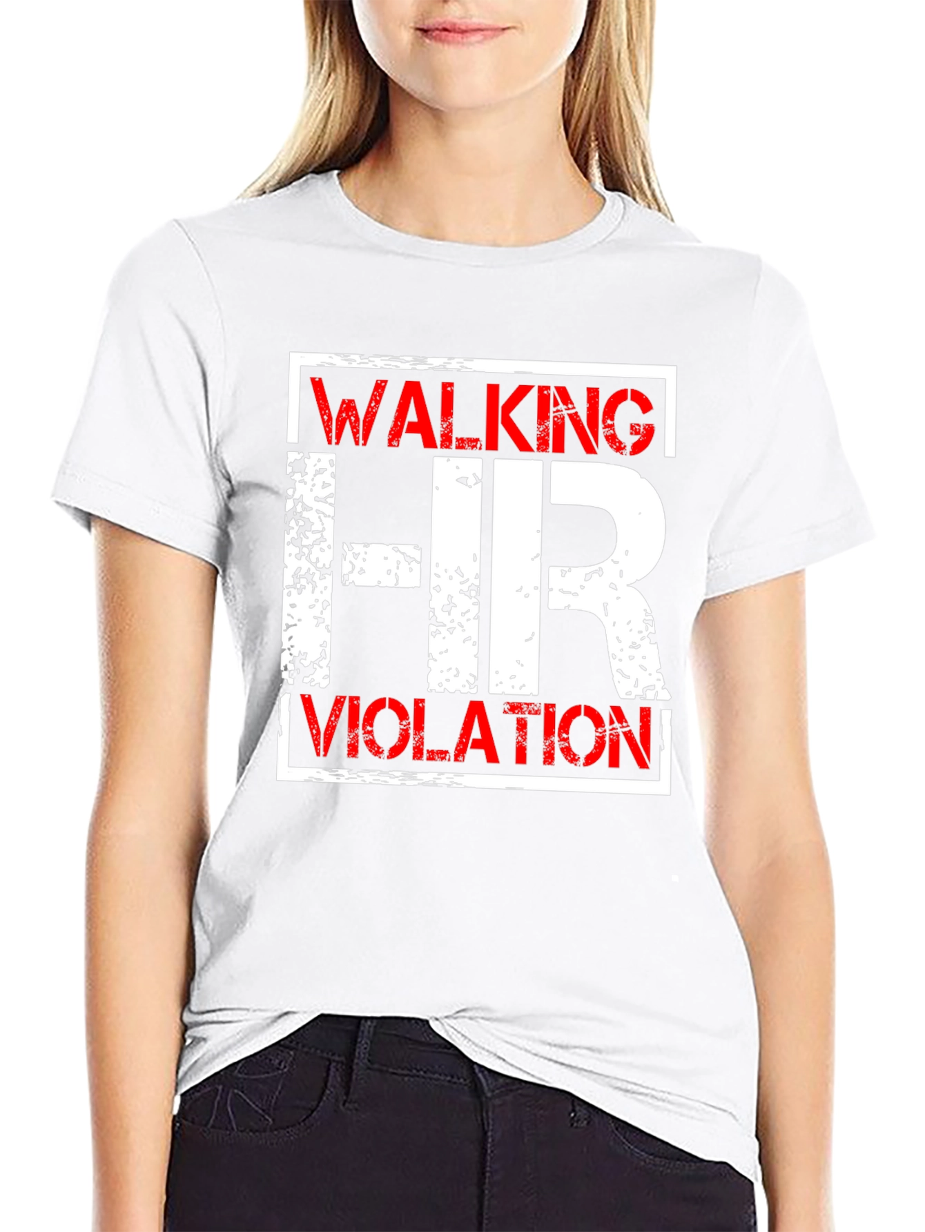 Walking HR Violation Graphic Tee - Novelty T-Shirt