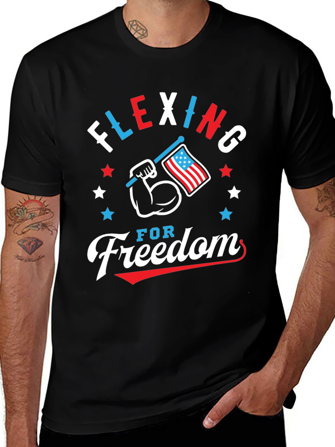 Flexing for Freedom Patriotic T-Shirt
