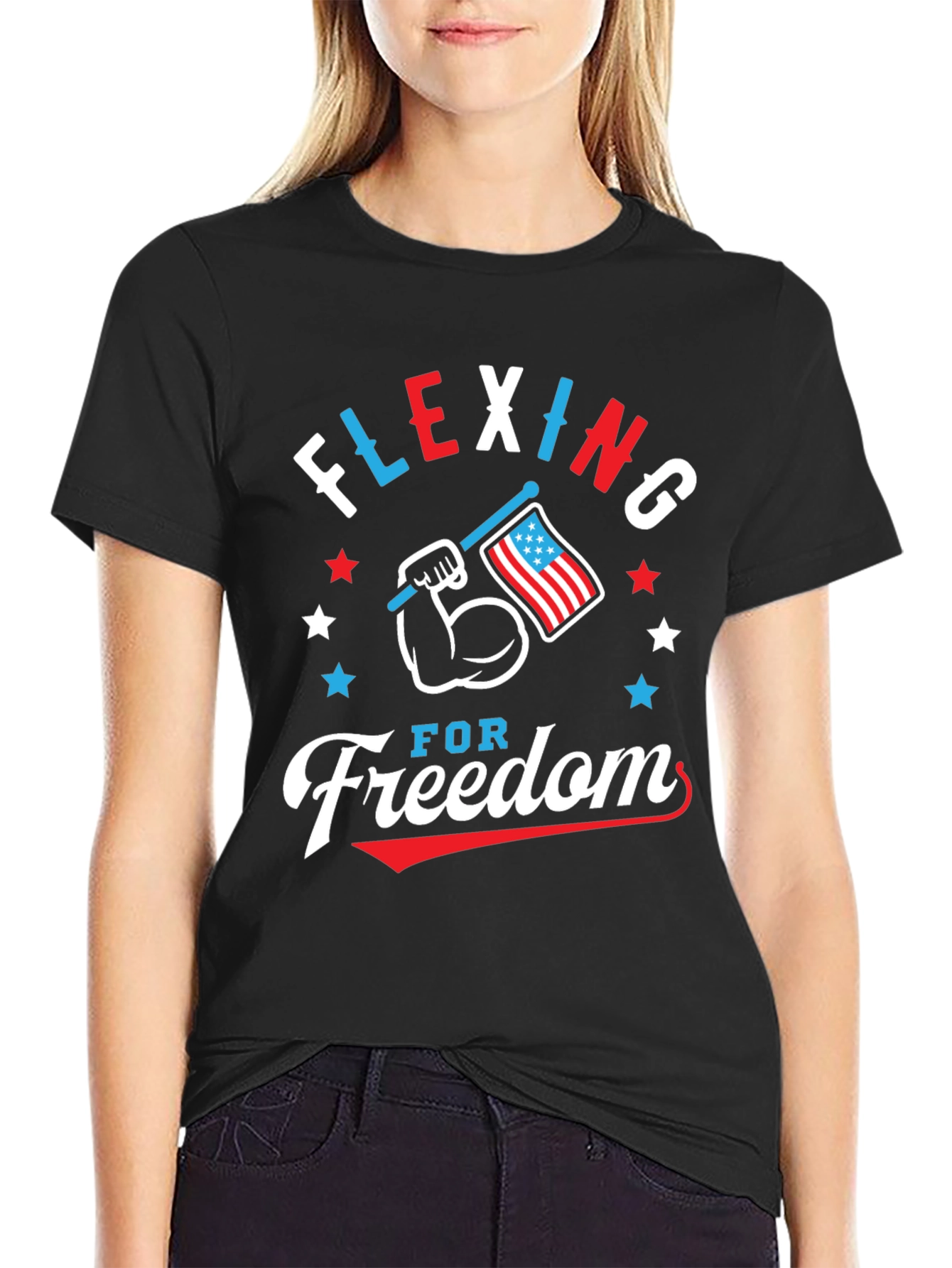 Flexing for Freedom Patriotic T-Shirt