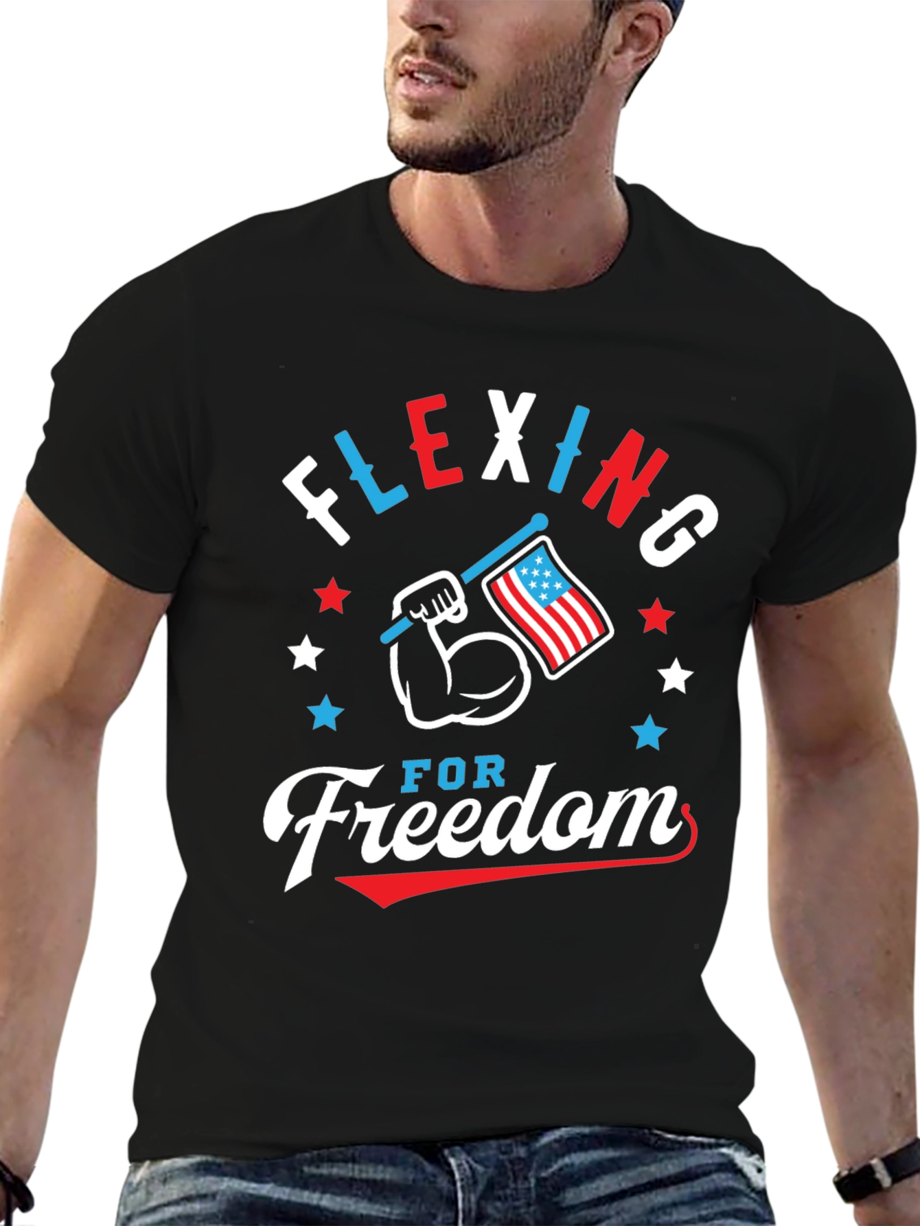 Flexing for Freedom Patriotic T-Shirt