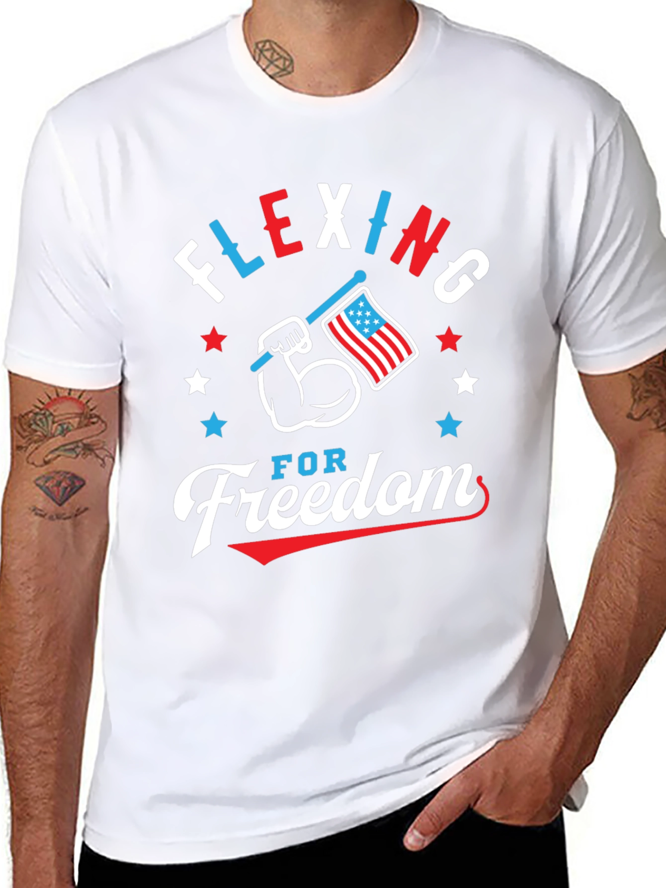 Flexing for Freedom Patriotic T-Shirt