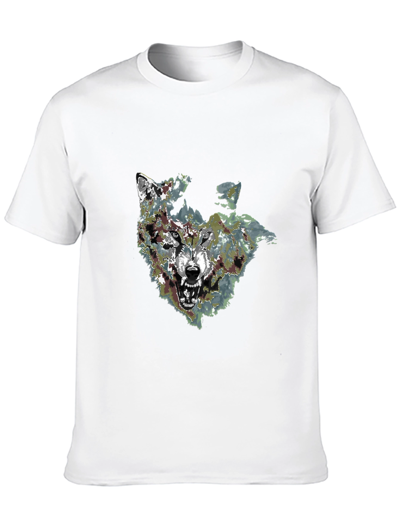 Mens Black Wolf Graphic Print T-Shirt