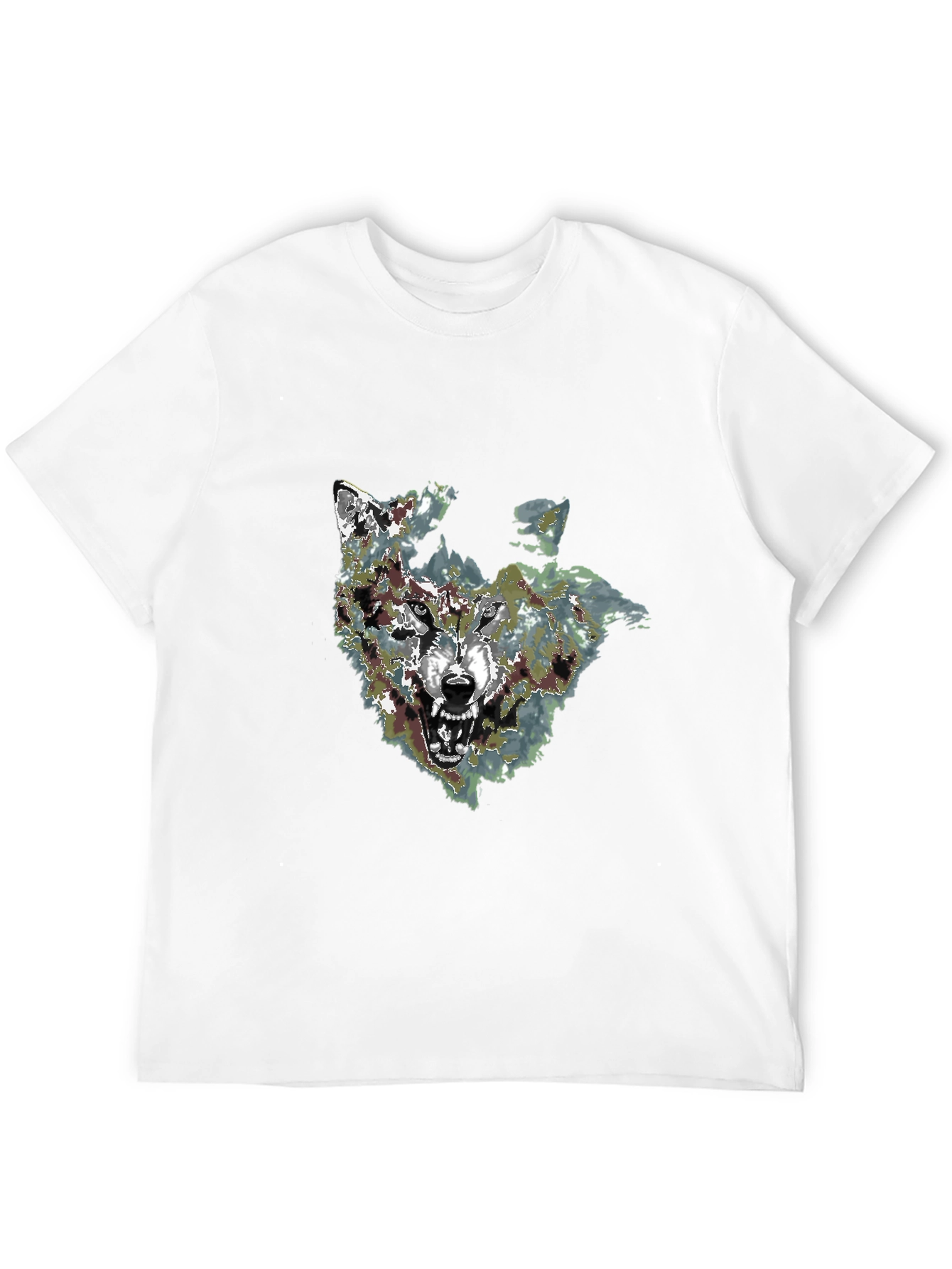 Mens Black Wolf Graphic Print T-Shirt