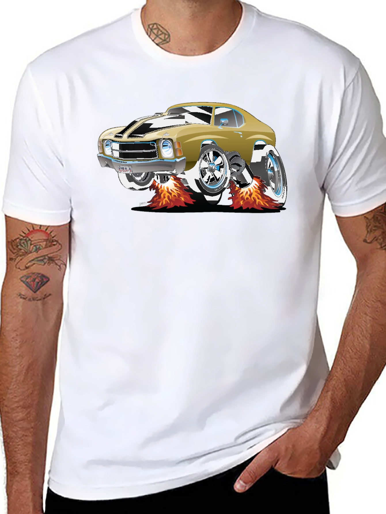 Car Graphic Tee - Black Cotton T-Shirt