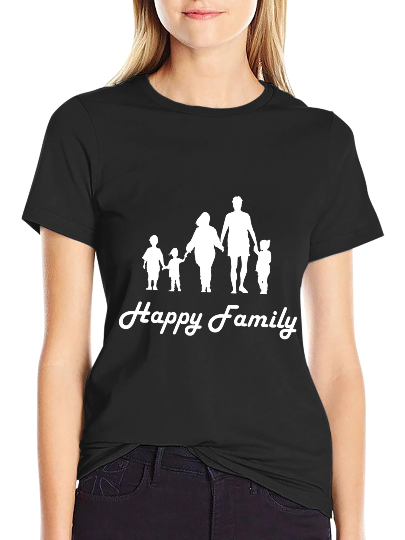Happy Family Black Graphic Tee