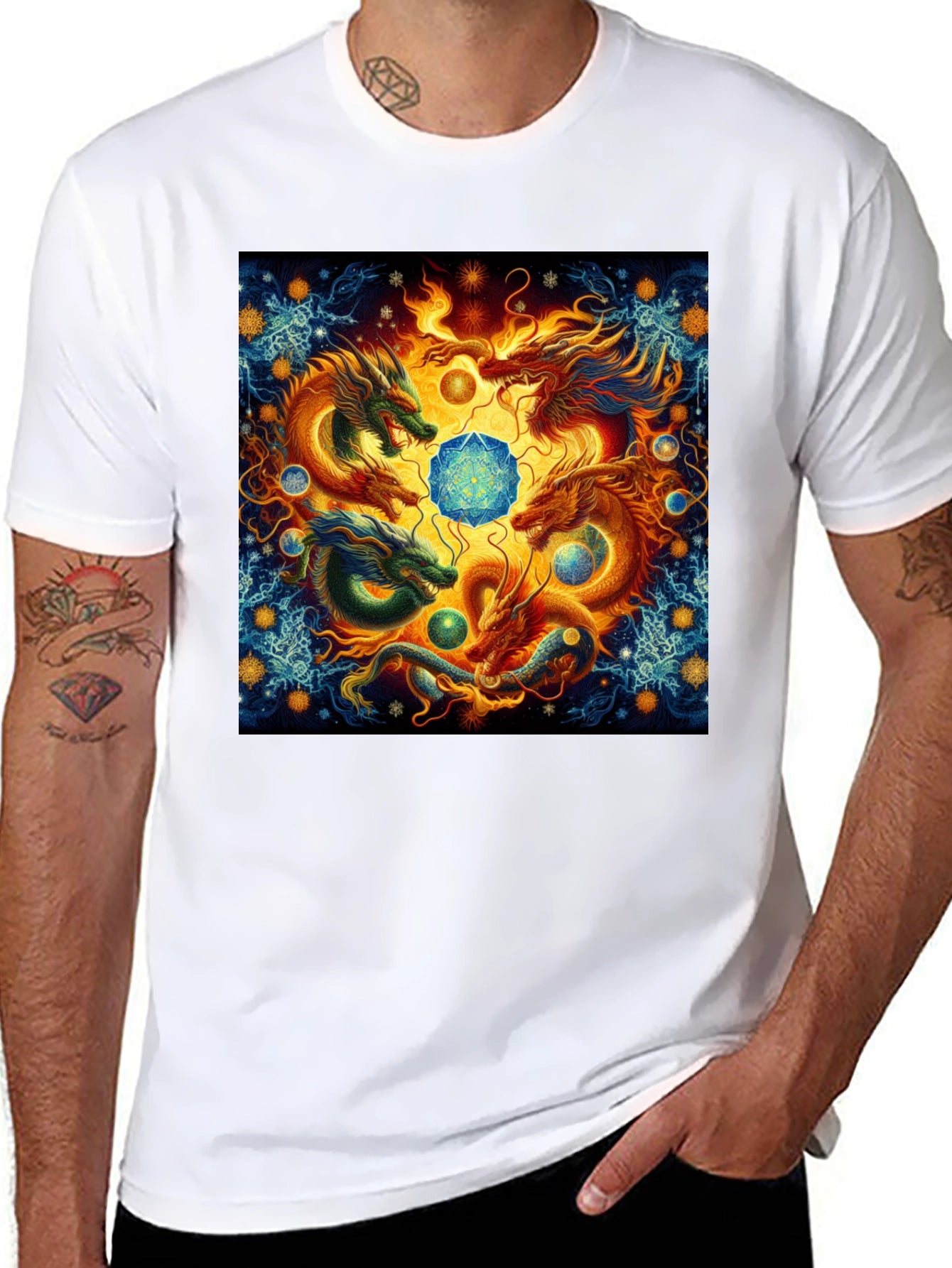 Dragon Circle T-Shirt: Mystical Guardian Design