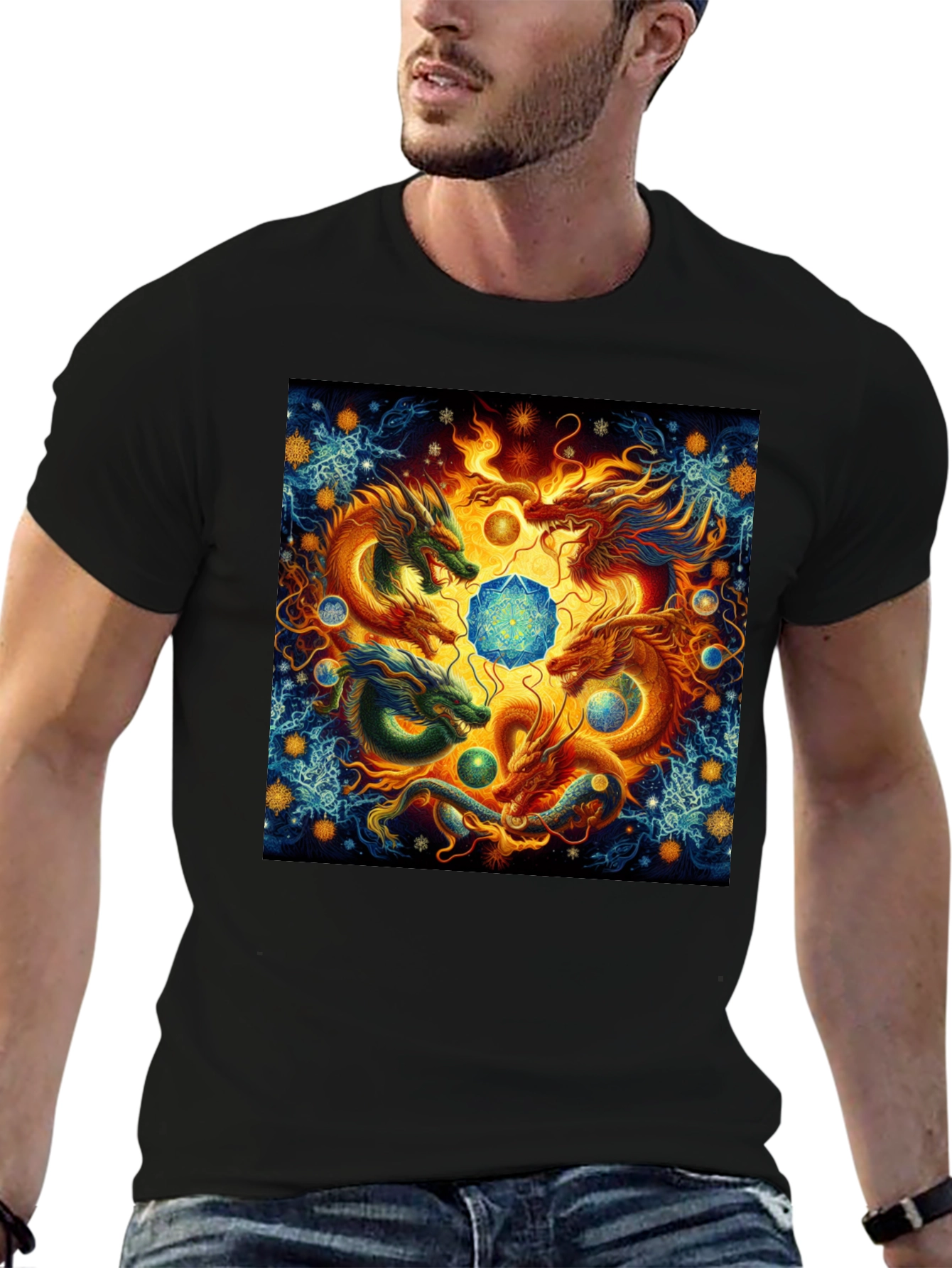 Dragon Circle T-Shirt: Mystical Guardian Design