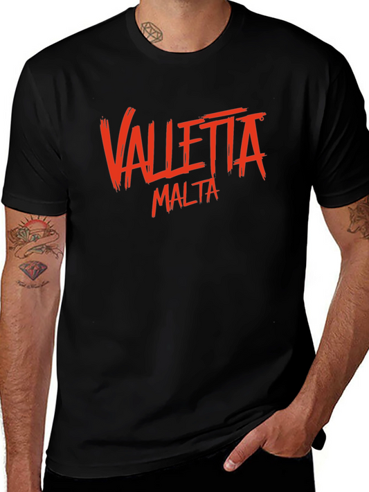 Valletta Malta Graphic T-Shirt - Black Crew Neck Tee