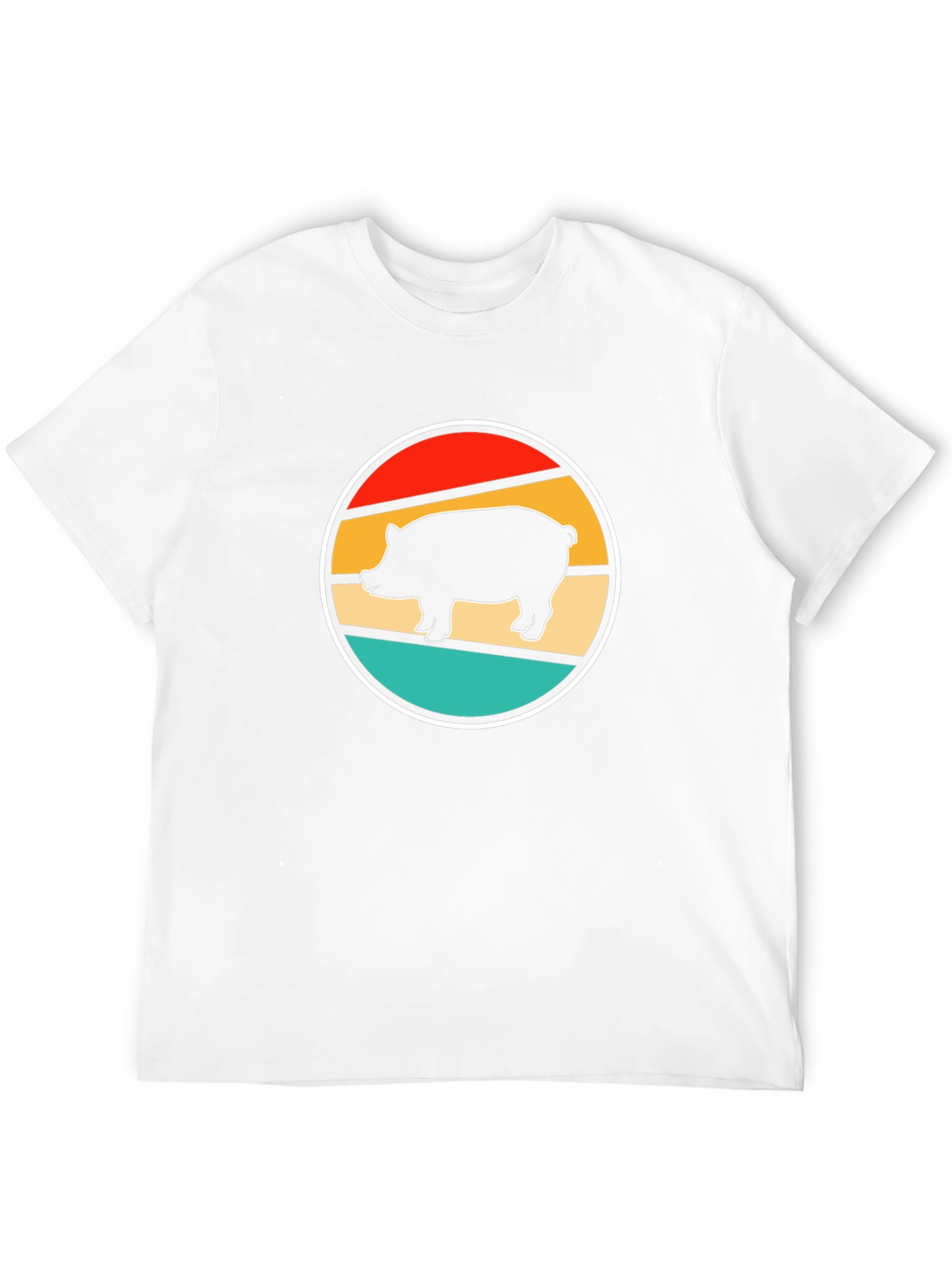 Retro Pig Graphic Tee - Unique Circular Design